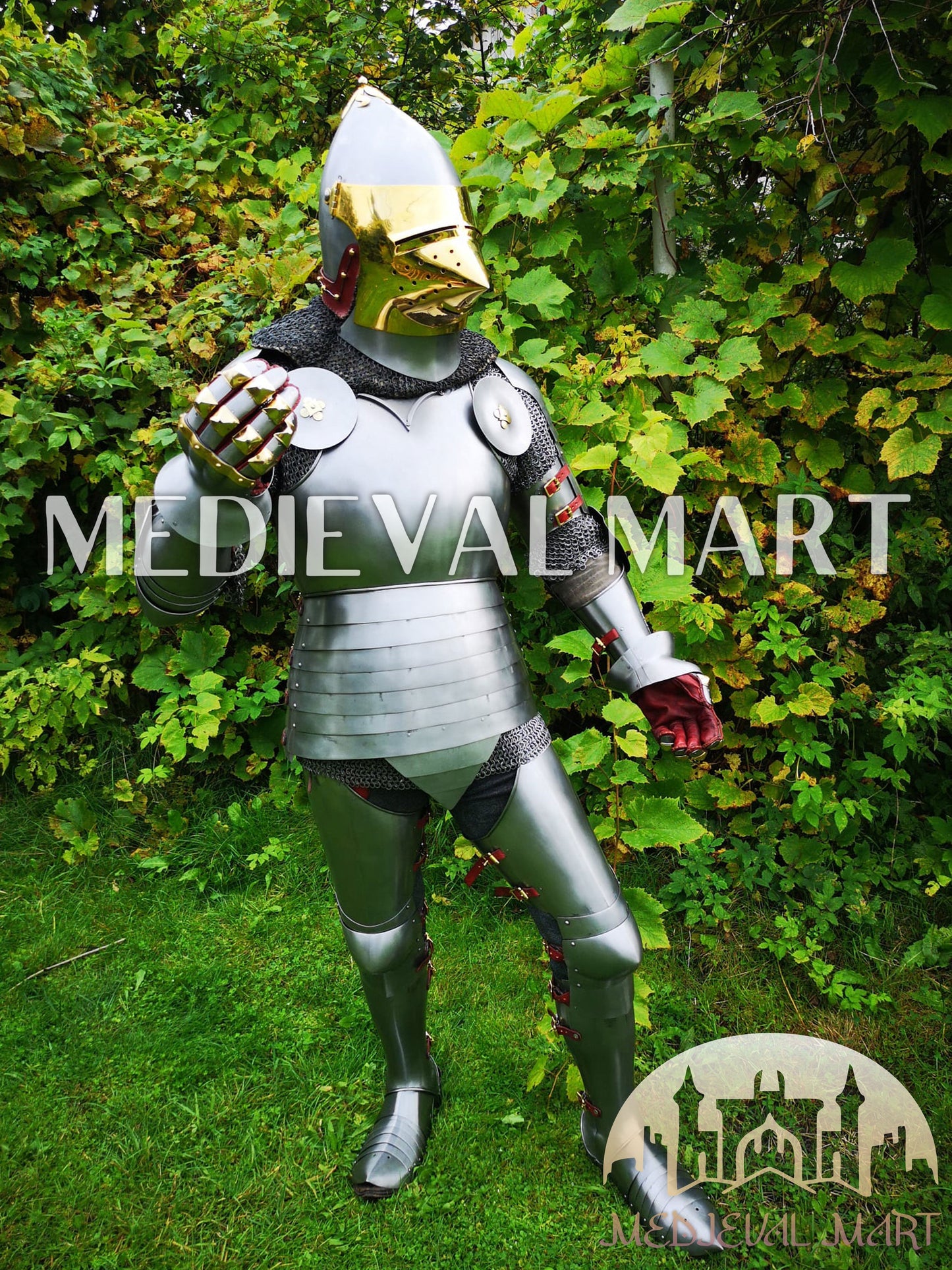 MEDIEVALMART FR Armure Médiévale de l’Empire Romain Kastenbrust – Armure Complète en Plaques avec Épée Alexander (ROA 1332)