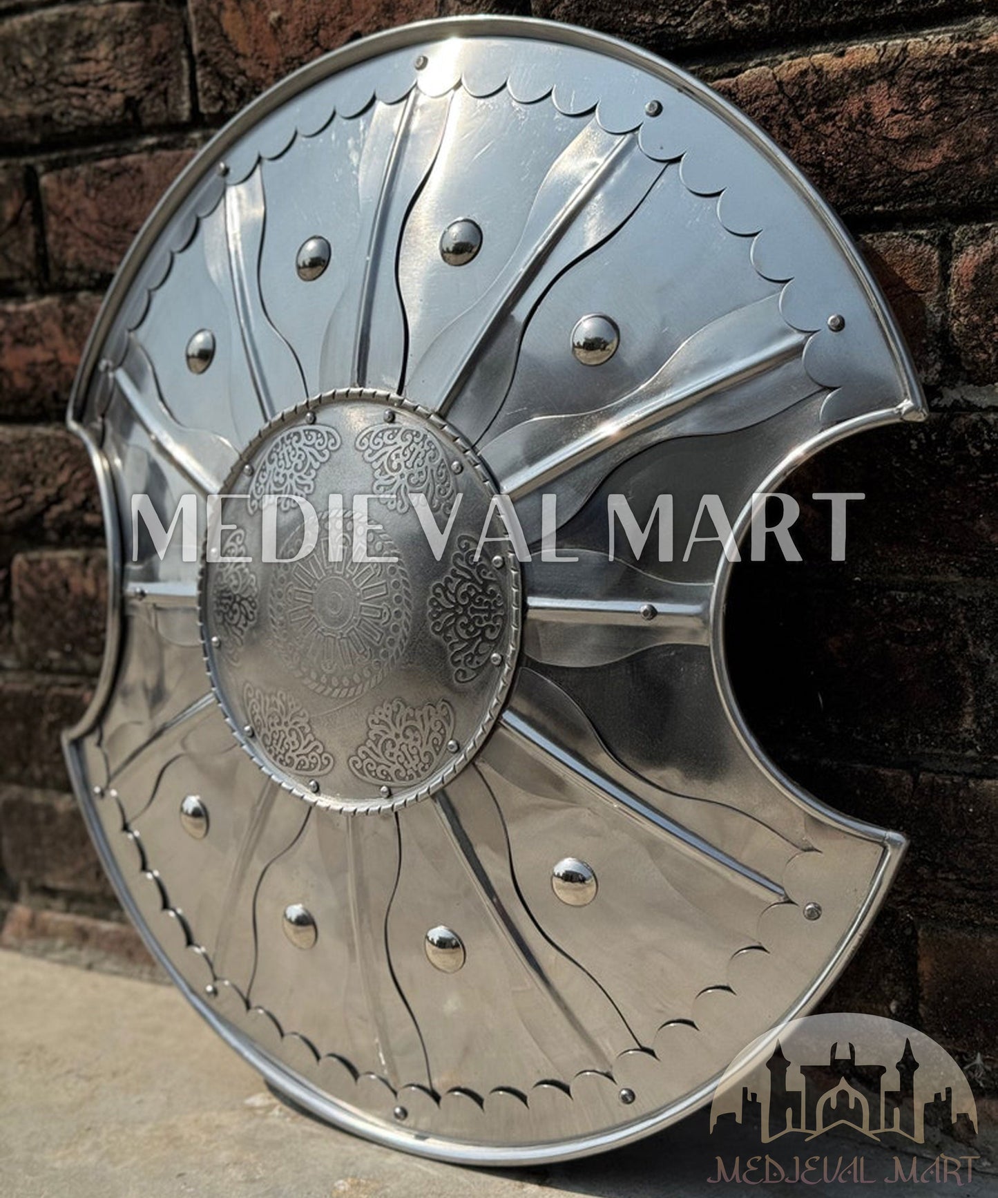 MEDIEVALMART FR Bouclier Viking Iconique Jarl Borg à Pointes en Fer – Bouclier Viking Battleworn | Cadeau pour Papa