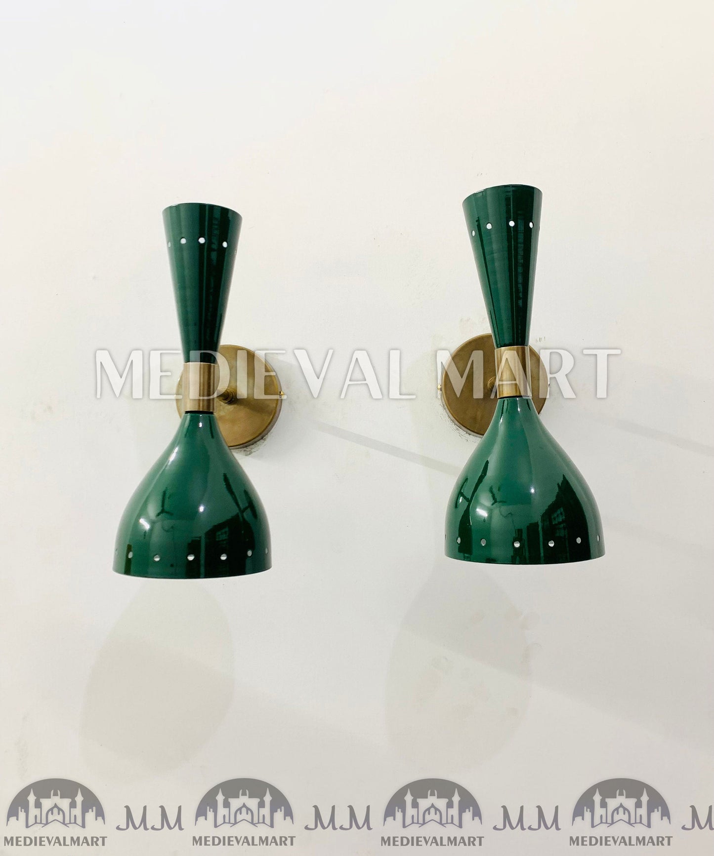 MEDIEVALMART FR Applique Murale À Double Cône En Laiton Marron, Lampe De Coiffeuse Fabriquée À La Main