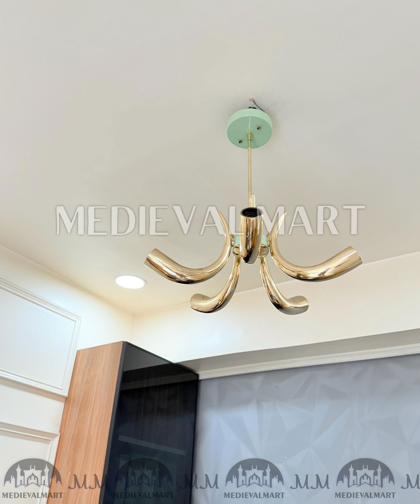 MEDIEVALMART FR Ensemble De Gantelets Dorés Inspirés De Sauron Witcher LOTR Avec Étoile Bleue – Gants D’Armure Cosplay