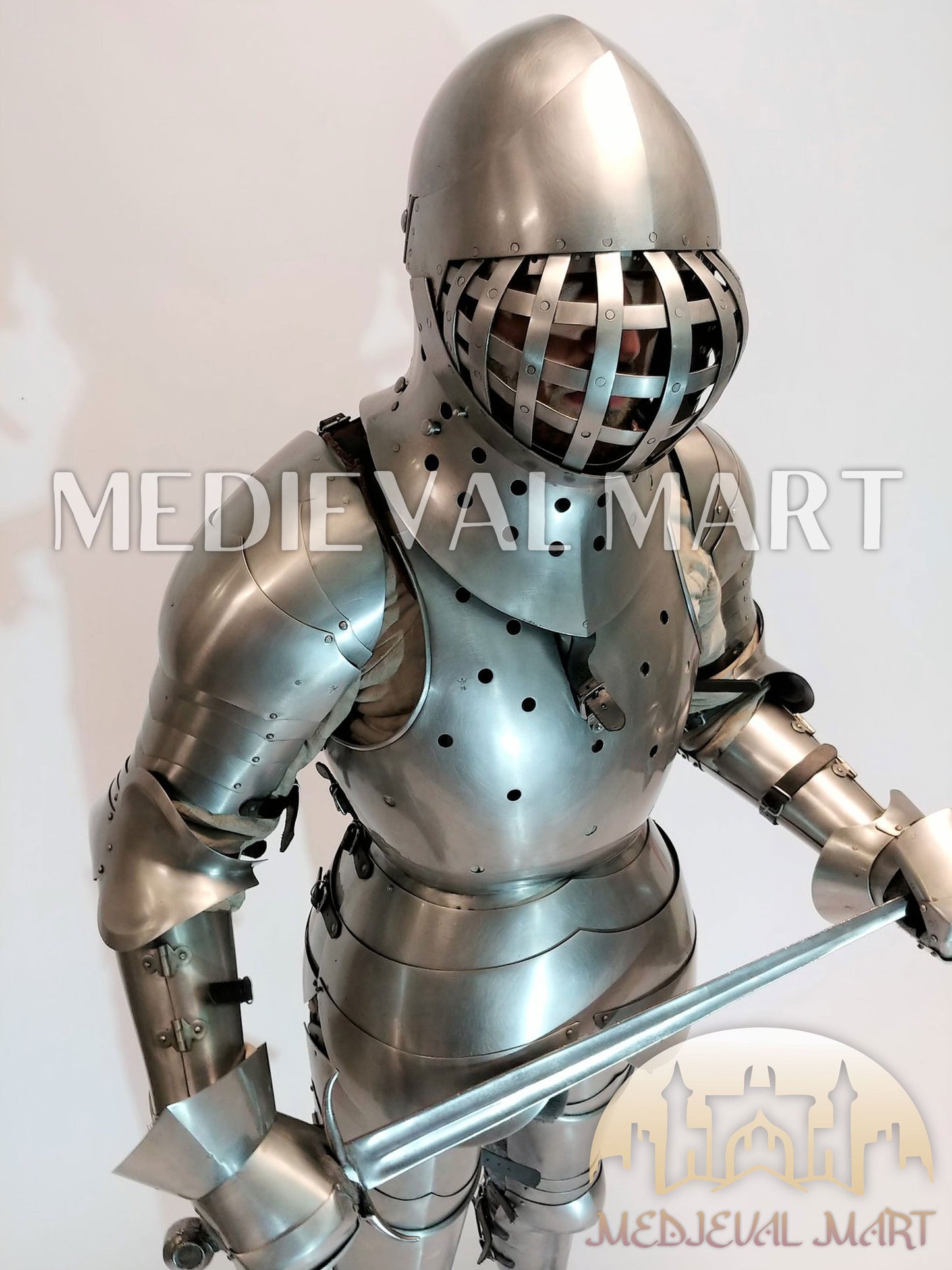 MEDIEVALMART FR Armure Médiévale de l’Empire Romain Kastenbrust – Armure Complète en Plaques avec Épée Alexander (ROA 1332)