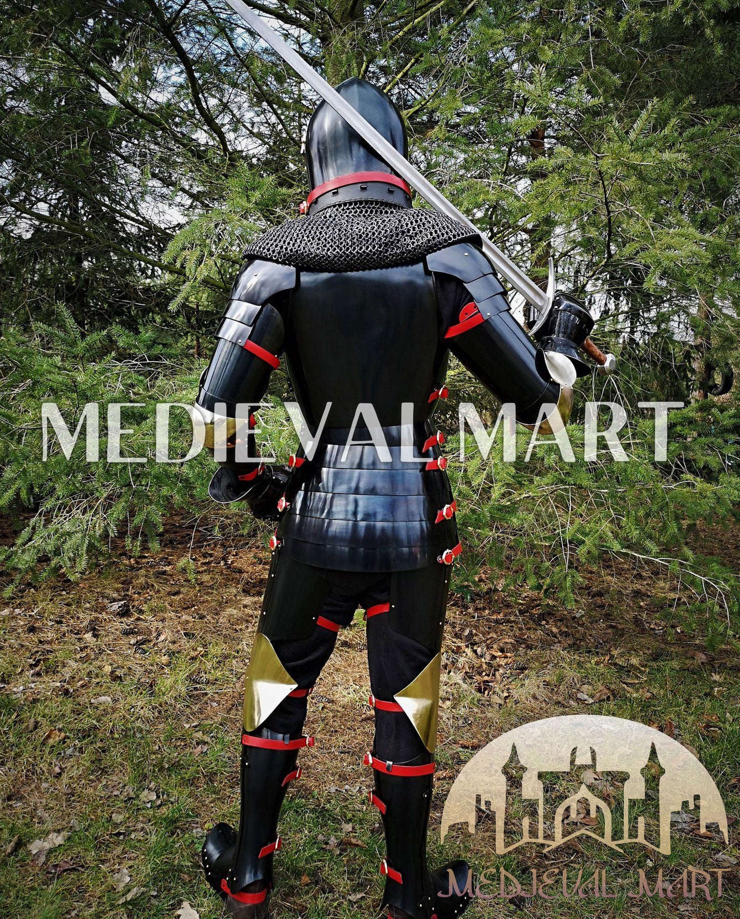 MEDIEVALMART FR Armure Médiévale de l’Empire Romain Kastenbrust – Armure Complète en Plaques avec Épée Alexander (ROA 1332)