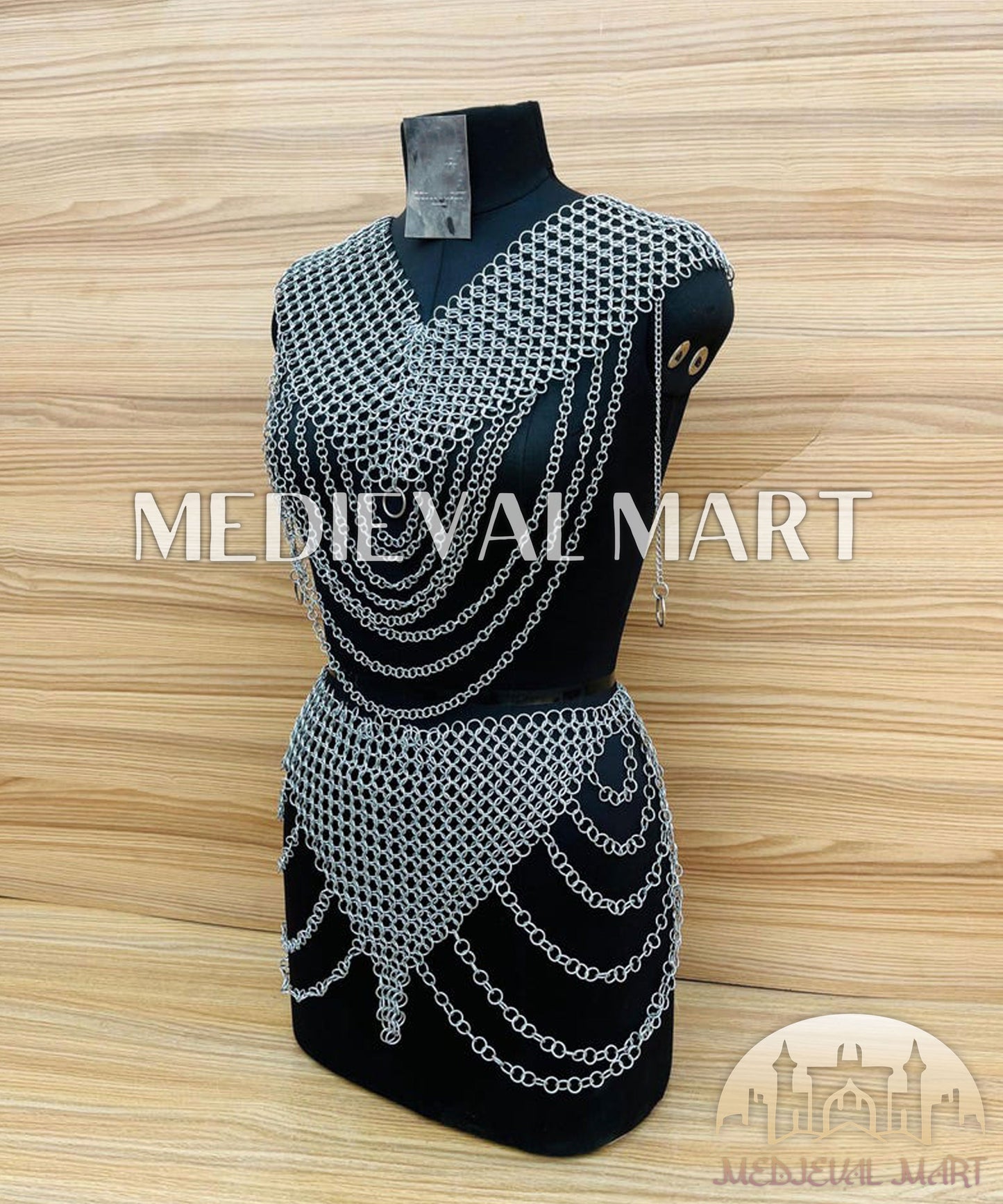 MEDIEVALMART FR Bouclier Viking Iconique Valhalla Noir/Gris – Ivar le Désossé avec Pointes en Fer | Cadeau pour Papa