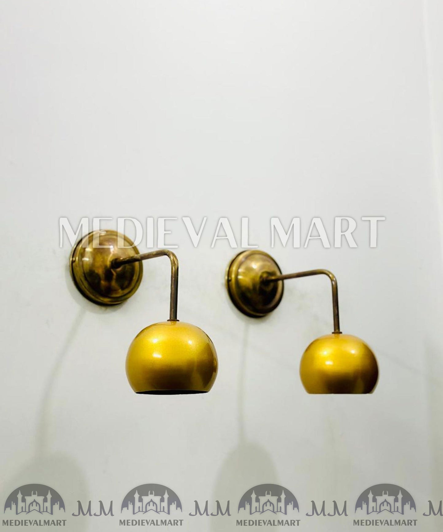 MEDIEVALMART FR Applique Murale À Double Cône En Laiton Marron, Lampe De Coiffeuse Fabriquée À La Main