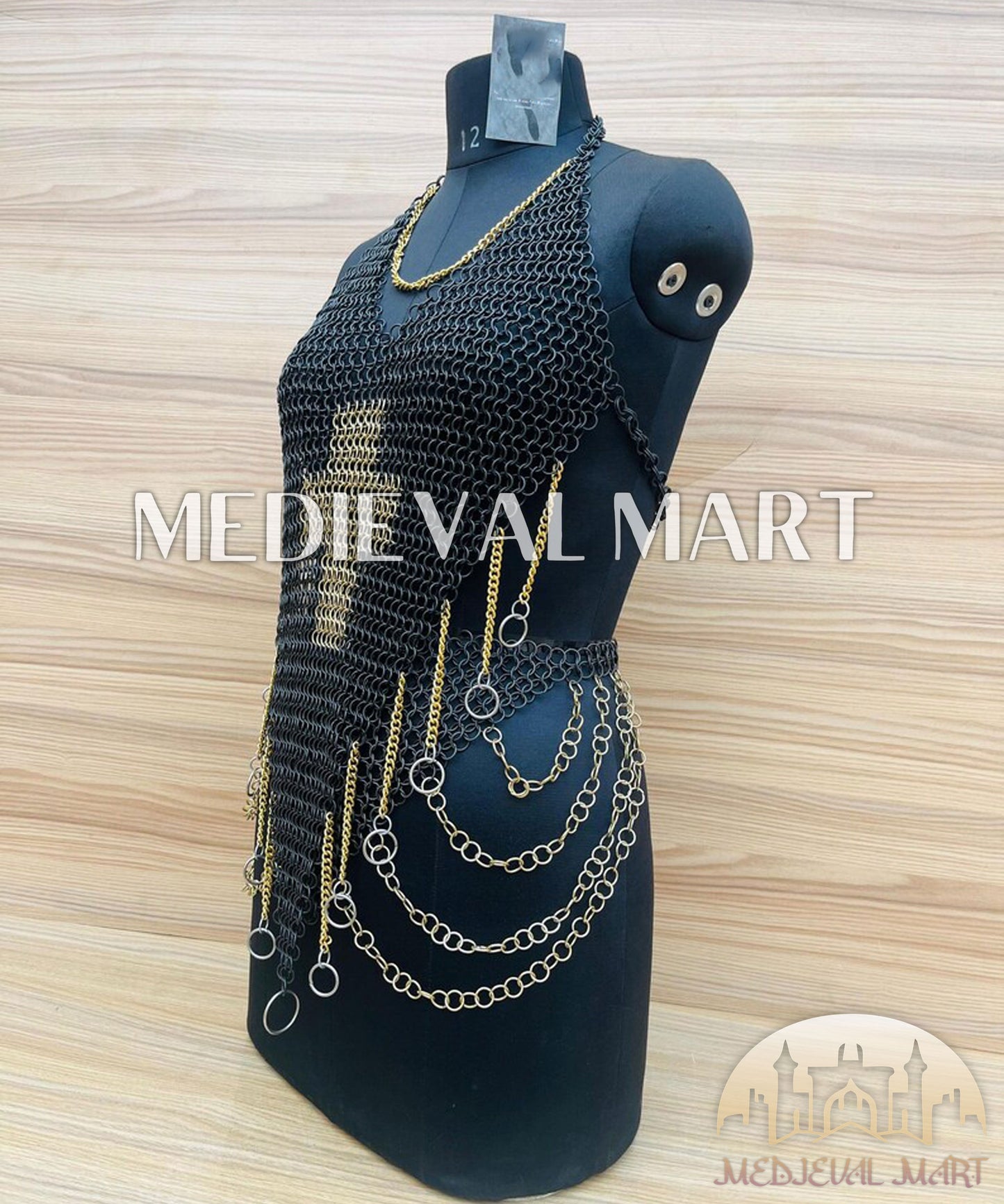 MEDIEVALMART FR Bouclier Viking Iconique Valhalla Noir/Gris – Ivar le Désossé avec Pointes en Fer | Cadeau pour Papa