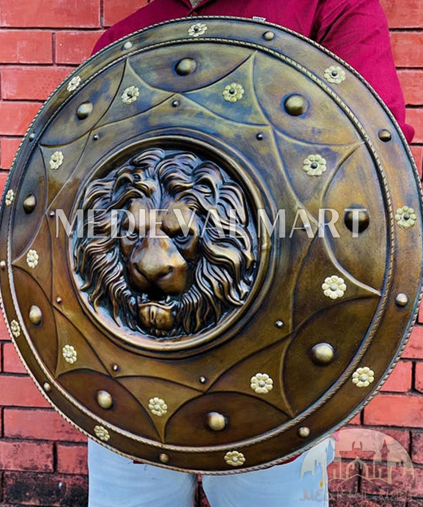 MEDIEVALMART FR Bouclier Médiéval Templier Inspiré de la Croix Zelda & Diable en Bois – Finition Bleue & Or | Cadeau pour Noël