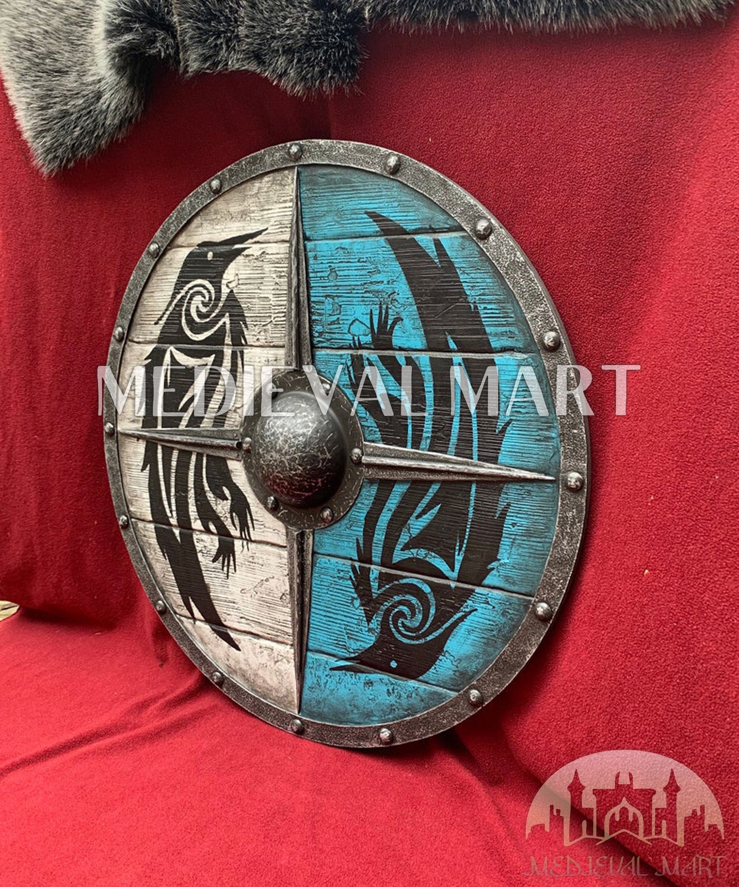 MEDIEVALMART FR Bouclier Viking Iconique Jarl Borg à Pointes en Fer – Bouclier Viking Battleworn | Cadeau pour Papa
