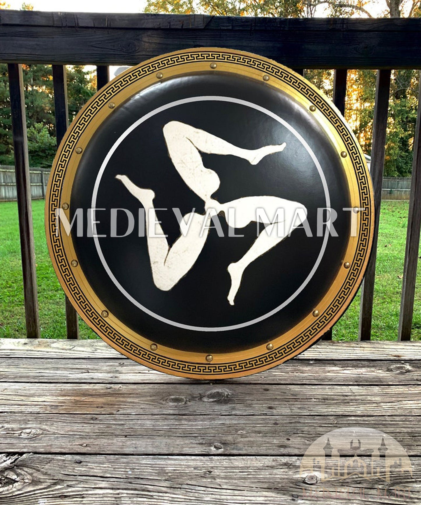 MEDIEVALMART FR Bouclier Viking Iconique Jarl Borg à Pointes en Fer – Bouclier Viking Battleworn | Cadeau pour Papa