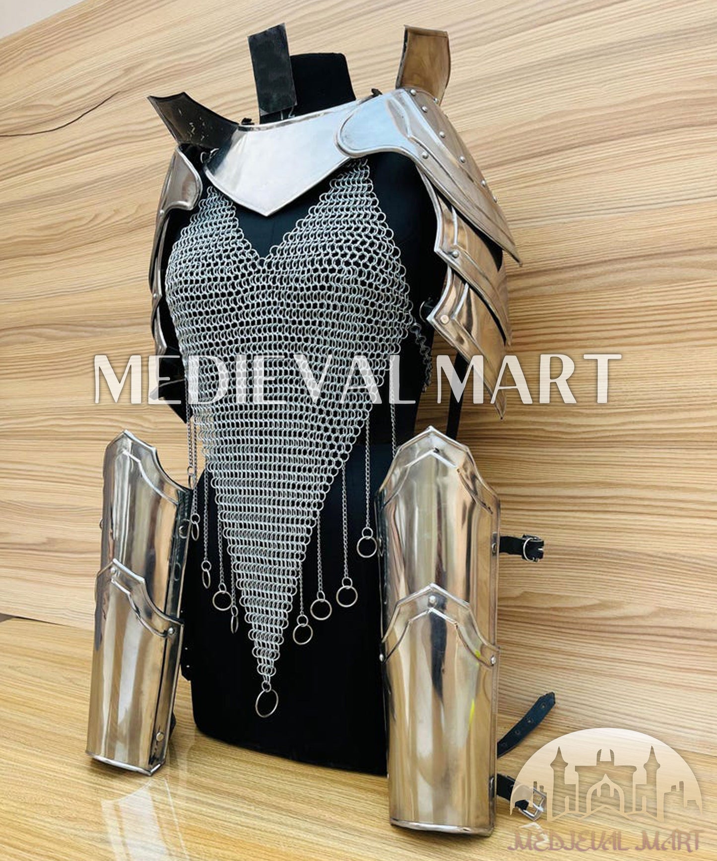 MEDIEVALMART FR Bouclier Viking Iconique Valhalla Noir/Gris – Ivar le Désossé avec Pointes en Fer | Cadeau pour Papa