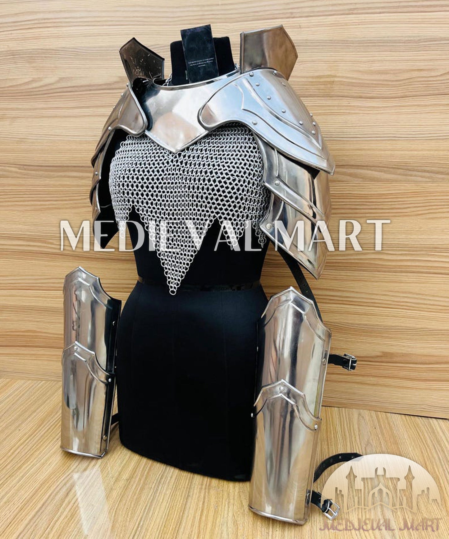MEDIEVALMART FR Bouclier Viking Iconique Valhalla Noir/Gris – Ivar le Désossé avec Pointes en Fer | Cadeau pour Papa