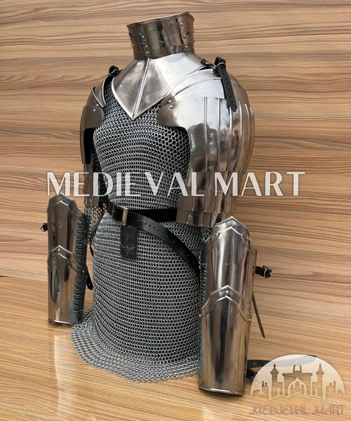 MEDIEVALMART FR Bouclier Viking Iconique Valhalla Noir/Gris – Ivar le Désossé avec Pointes en Fer | Cadeau pour Papa