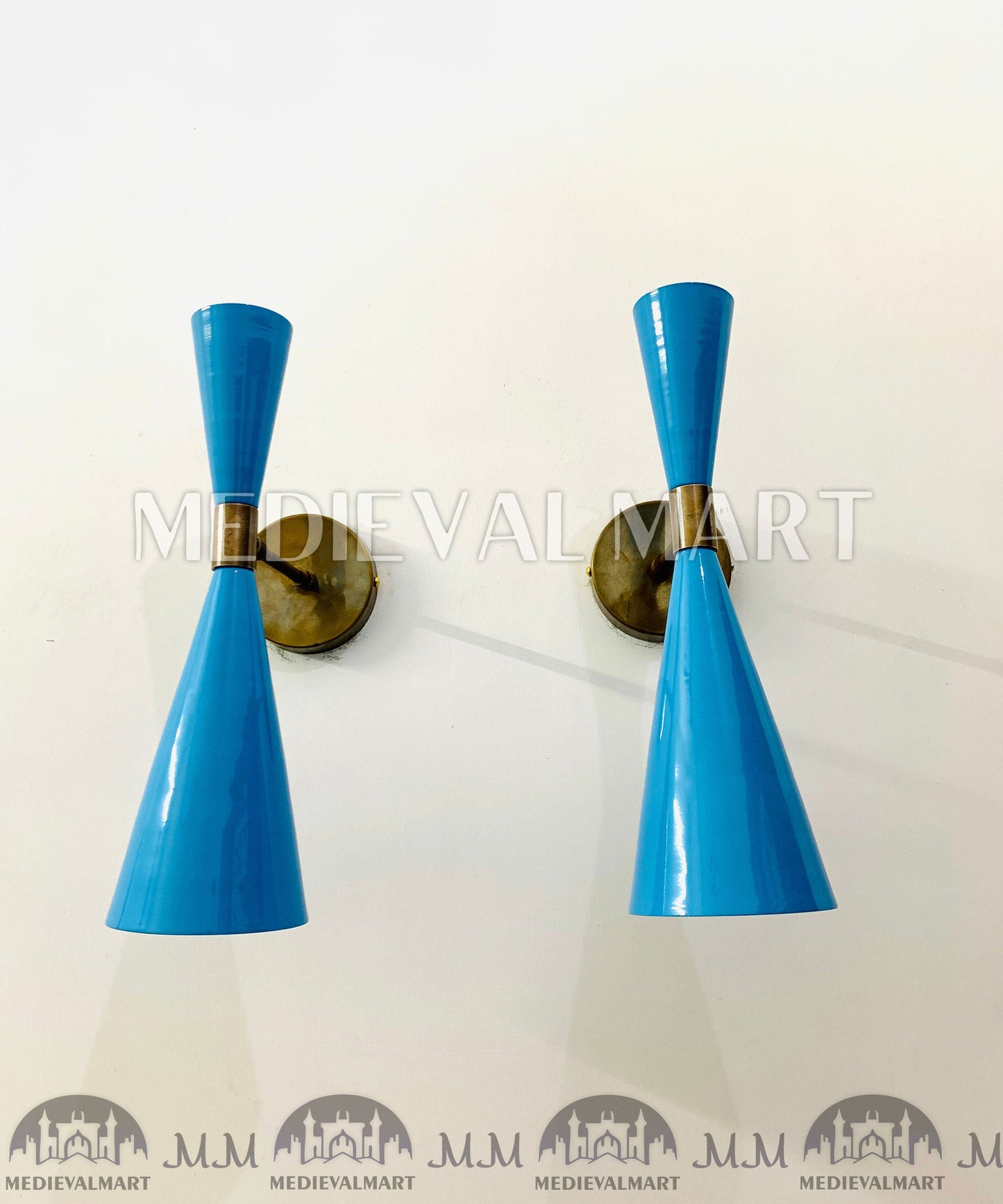 MEDIEVALMART FR Applique Murale À Double Cône En Laiton Marron, Lampe De Coiffeuse Fabriquée À La Main