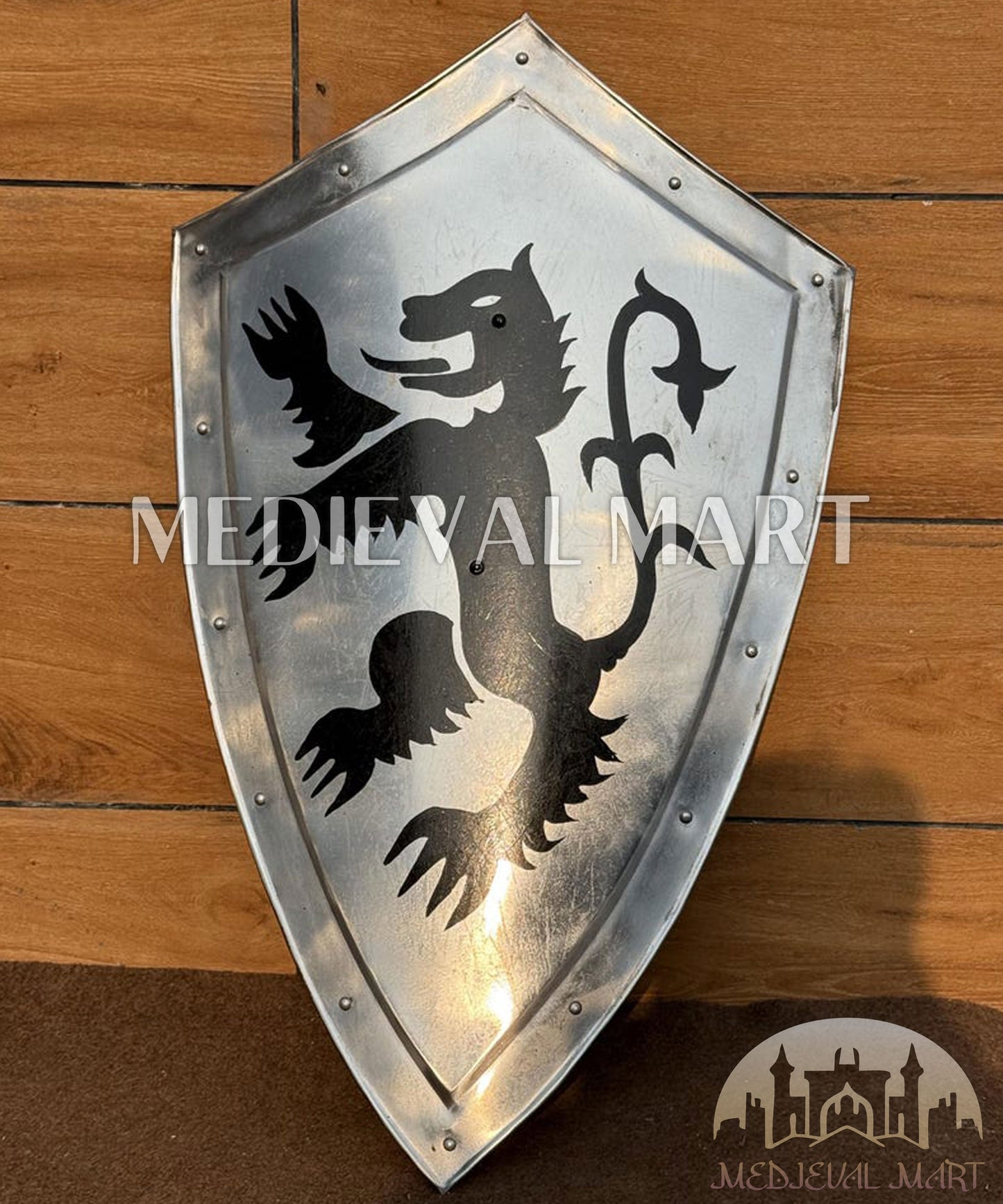 MEDIEVALMART FR Bouclier Médiéval Templier Inspiré de la Croix Zelda & Diable en Bois – Finition Bleue & Or | Cadeau pour Noël