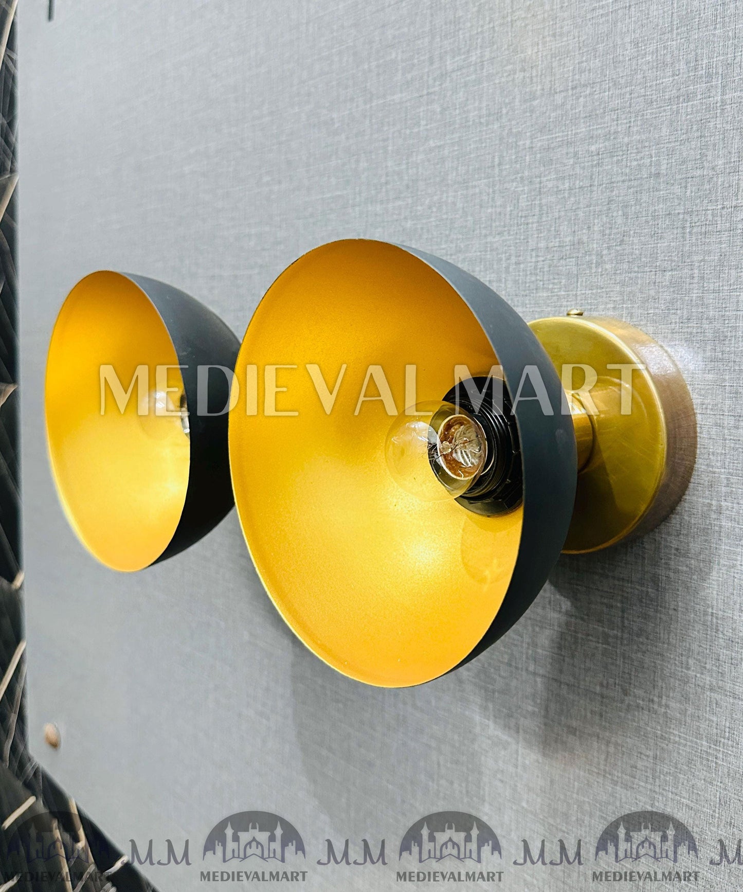 MEDIEVALMART FR Applique Murale À Double Cône En Laiton Marron, Lampe De Coiffeuse Fabriquée À La Main