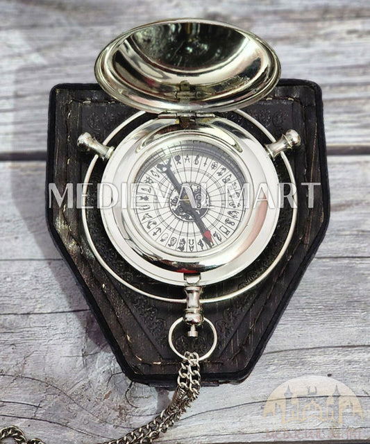 MEDIEVALMART FR Boussole Nautique Vintage Trip Gear en Laiton – Finition Or Brillant avec Base en Bois | Cadeau pour Maman