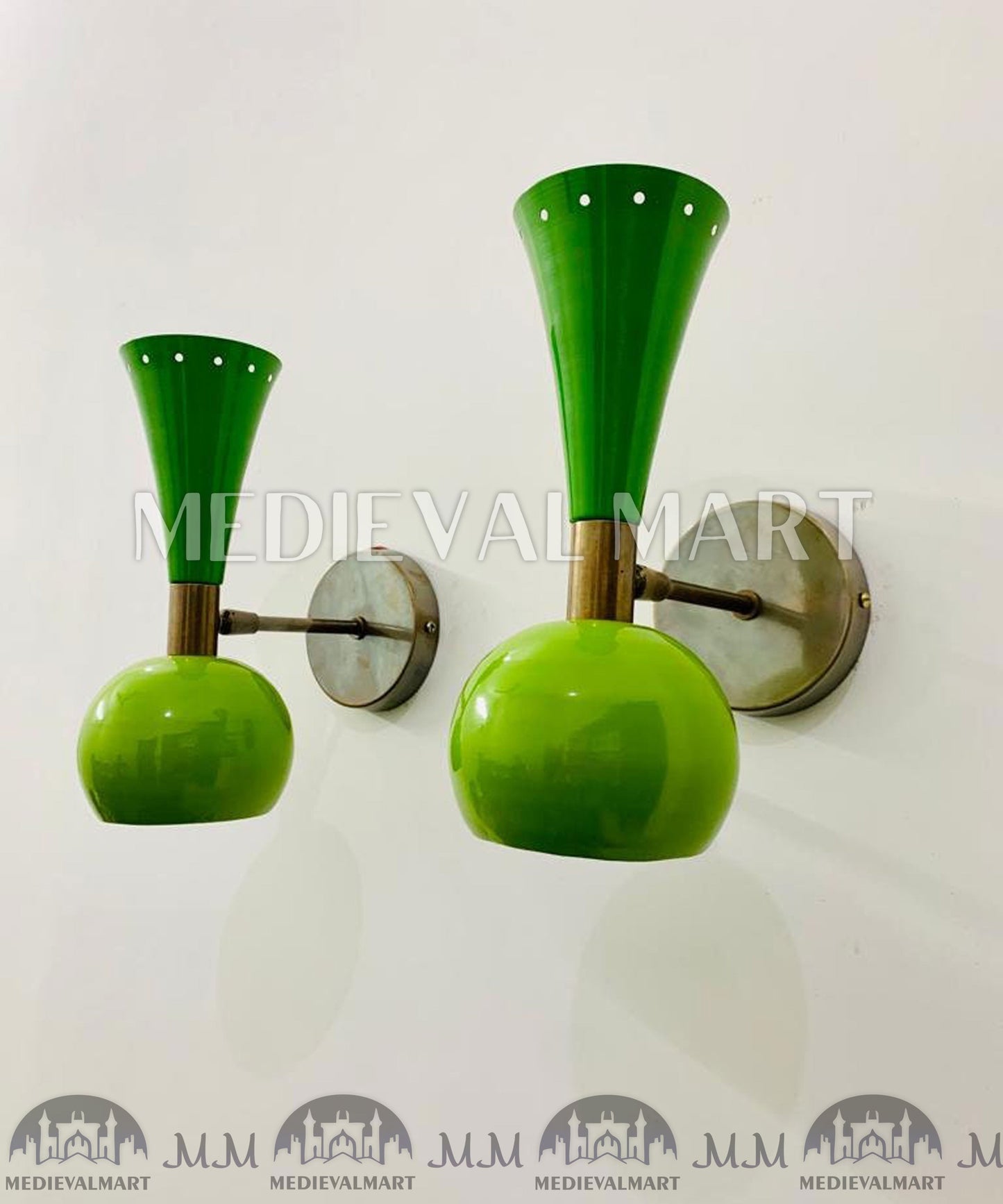 MEDIEVALMART FR Applique Murale À Double Cône En Laiton Marron, Lampe De Coiffeuse Fabriquée À La Main