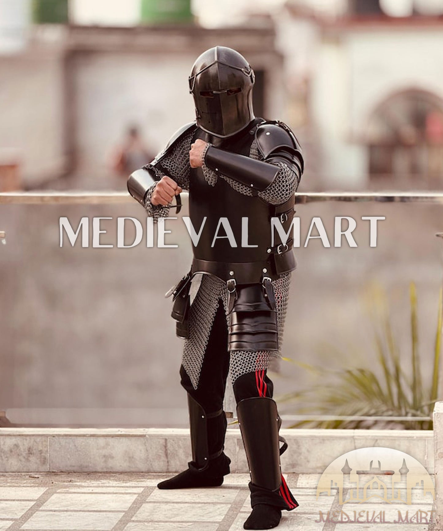 MEDIEVALMART FR Armure Médiévale de l’Empire Romain Kastenbrust – Armure Complète en Plaques avec Épée Alexander (ROA 1332)