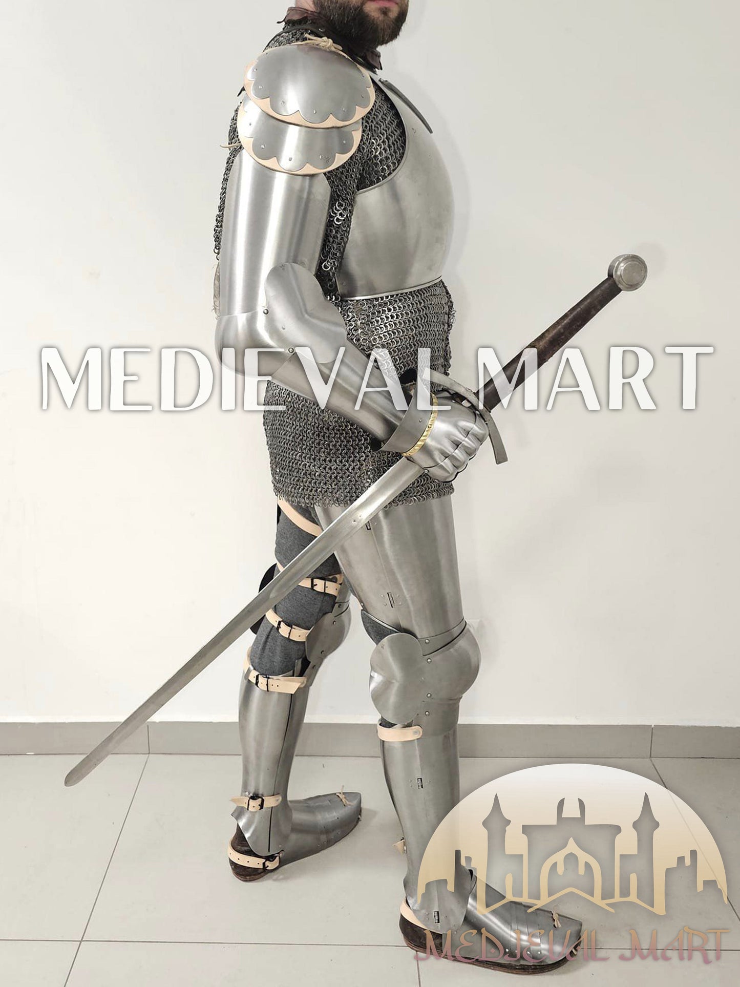 MEDIEVALMART FR Armure Médiévale de l’Empire Romain Kastenbrust – Armure Complète en Plaques avec Épée Alexander (ROA 1332)