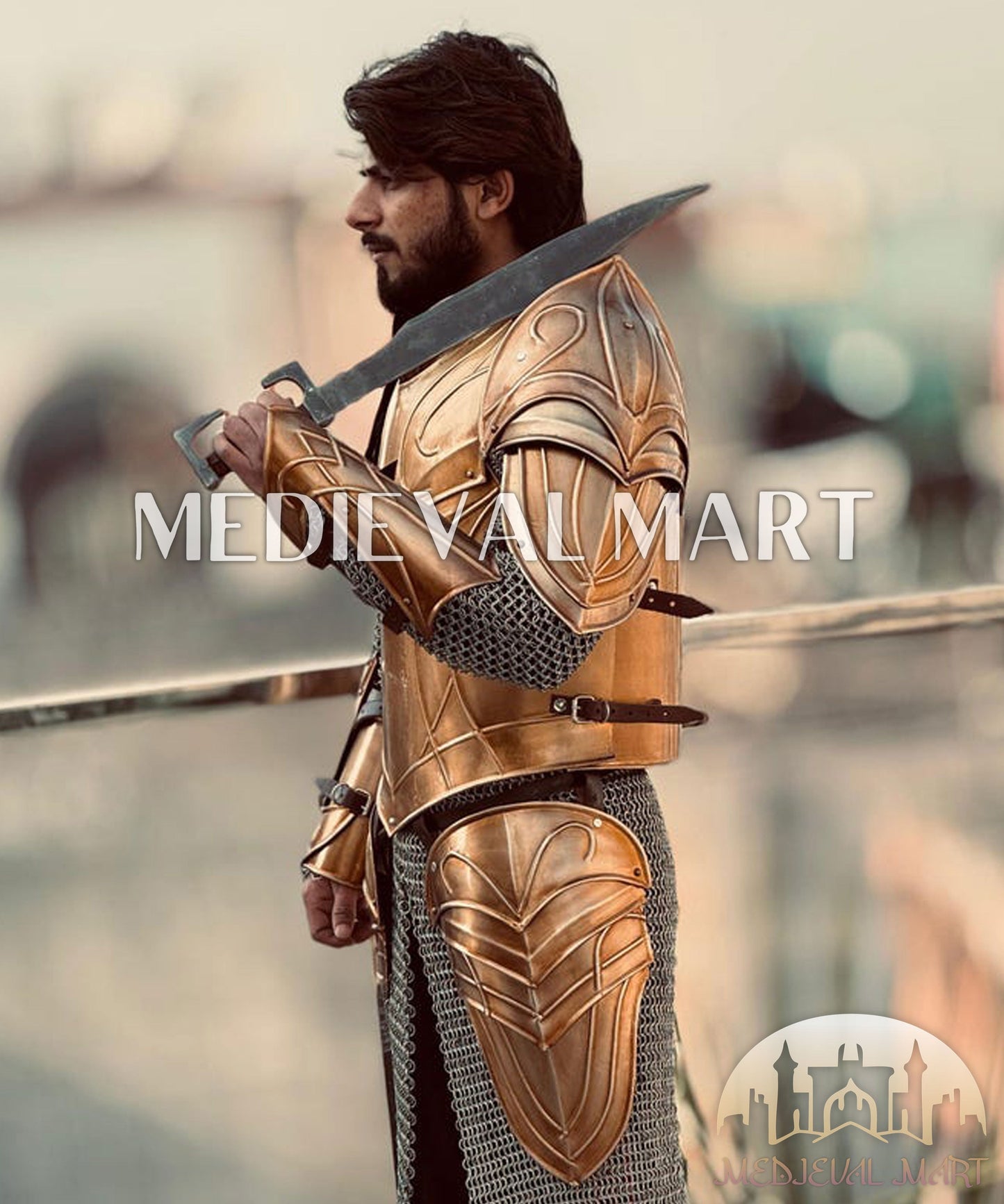 MEDIEVALMART FR Armure Médiévale de l’Empire Romain Kastenbrust – Armure Complète en Plaques avec Épée Alexander (ROA 1332)