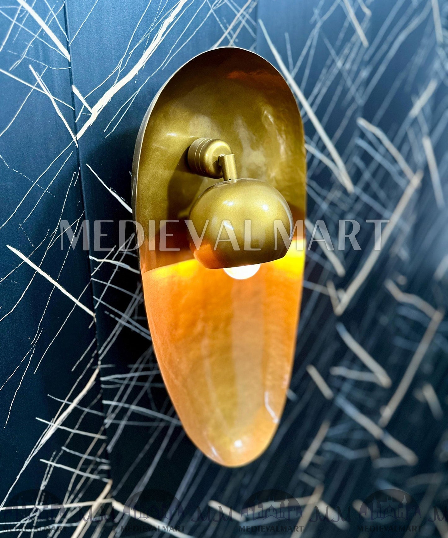 MEDIEVALMART FR Applique Murale À Double Cône En Laiton Marron, Lampe De Coiffeuse Fabriquée À La Main