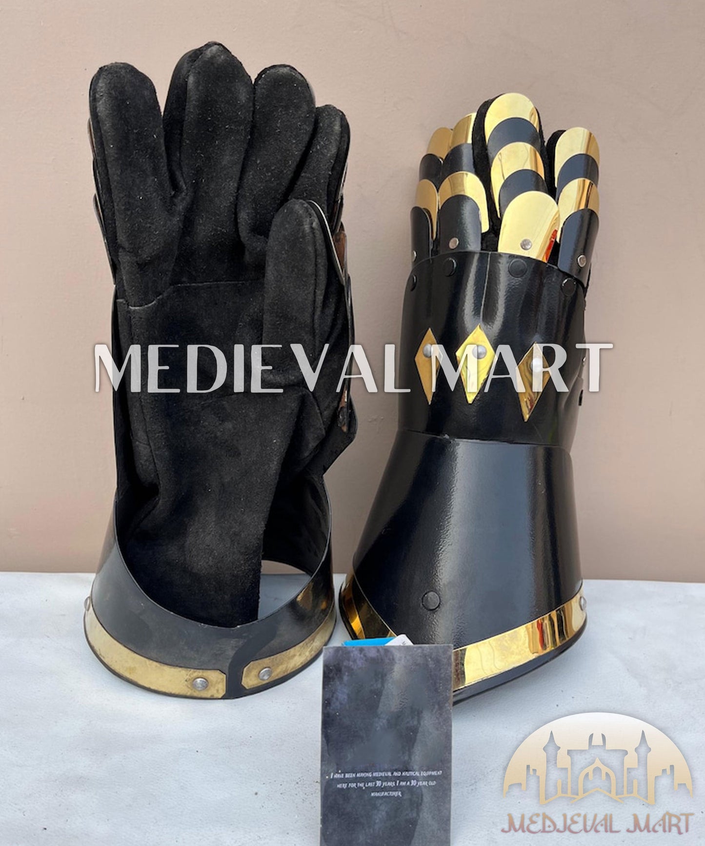 MEDIEVALMART FR Ensemble Exclusif De Gantelets Noirs Inspirés De Sauron Witcher LOTR Avec Décor Doré