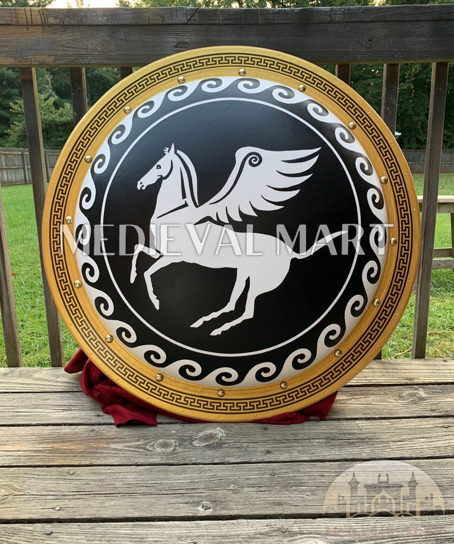 MEDIEVALMART FR Bouclier Viking Iconique Jarl Borg à Pointes en Fer – Bouclier Viking Battleworn | Cadeau pour Papa