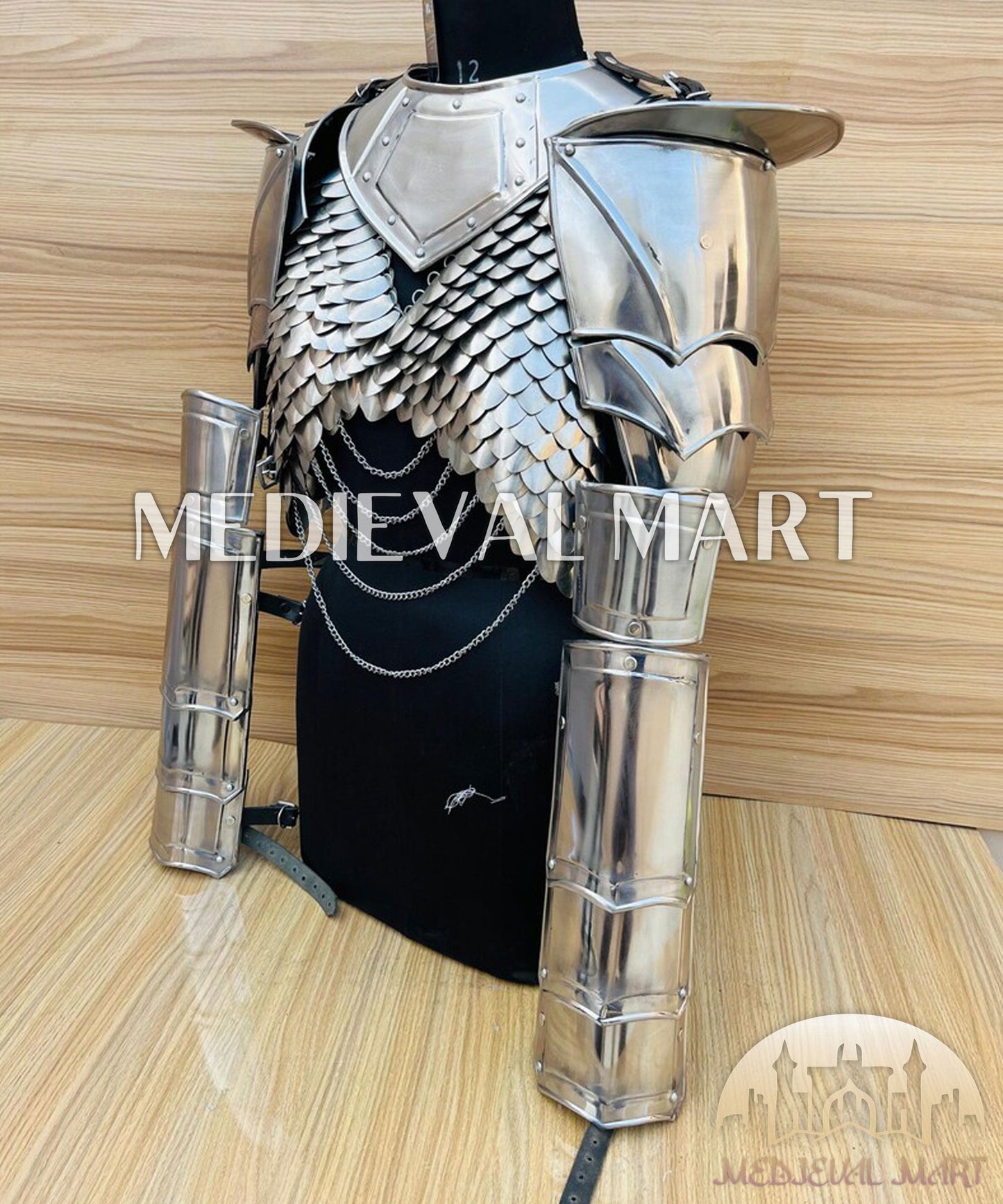 MEDIEVALMART FR Armure de Combat du XIVe Siècle – Ensemble Complet d’Armure de Buhurt avec Bassinet Klappvisor & Épée