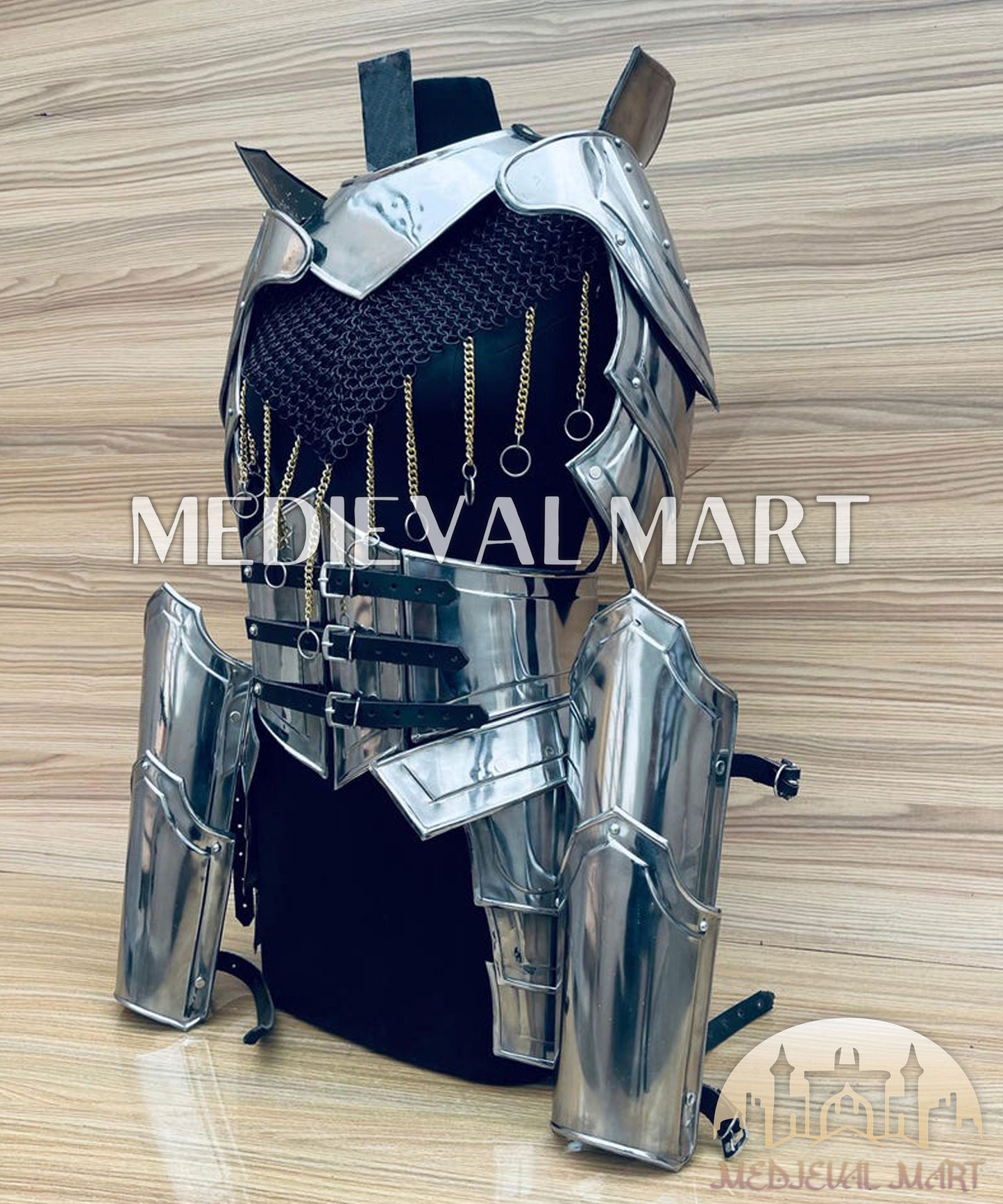 MEDIEVALMART FR Armure de Combat du XIVe Siècle – Ensemble Complet d’Armure de Buhurt avec Bassinet Klappvisor & Épée