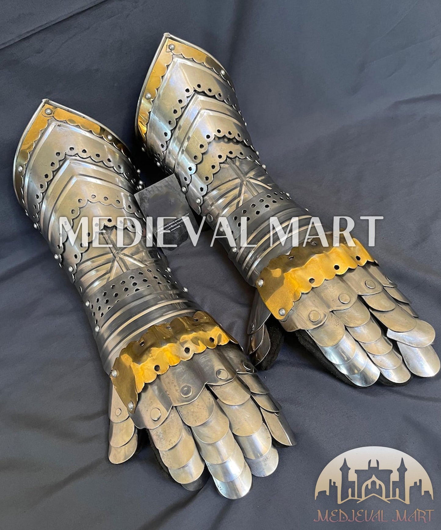 MEDIEVALMART FR Ensemble Exclusif De Gantelets Noirs Inspirés De Sauron Witcher LOTR Avec Décor Doré