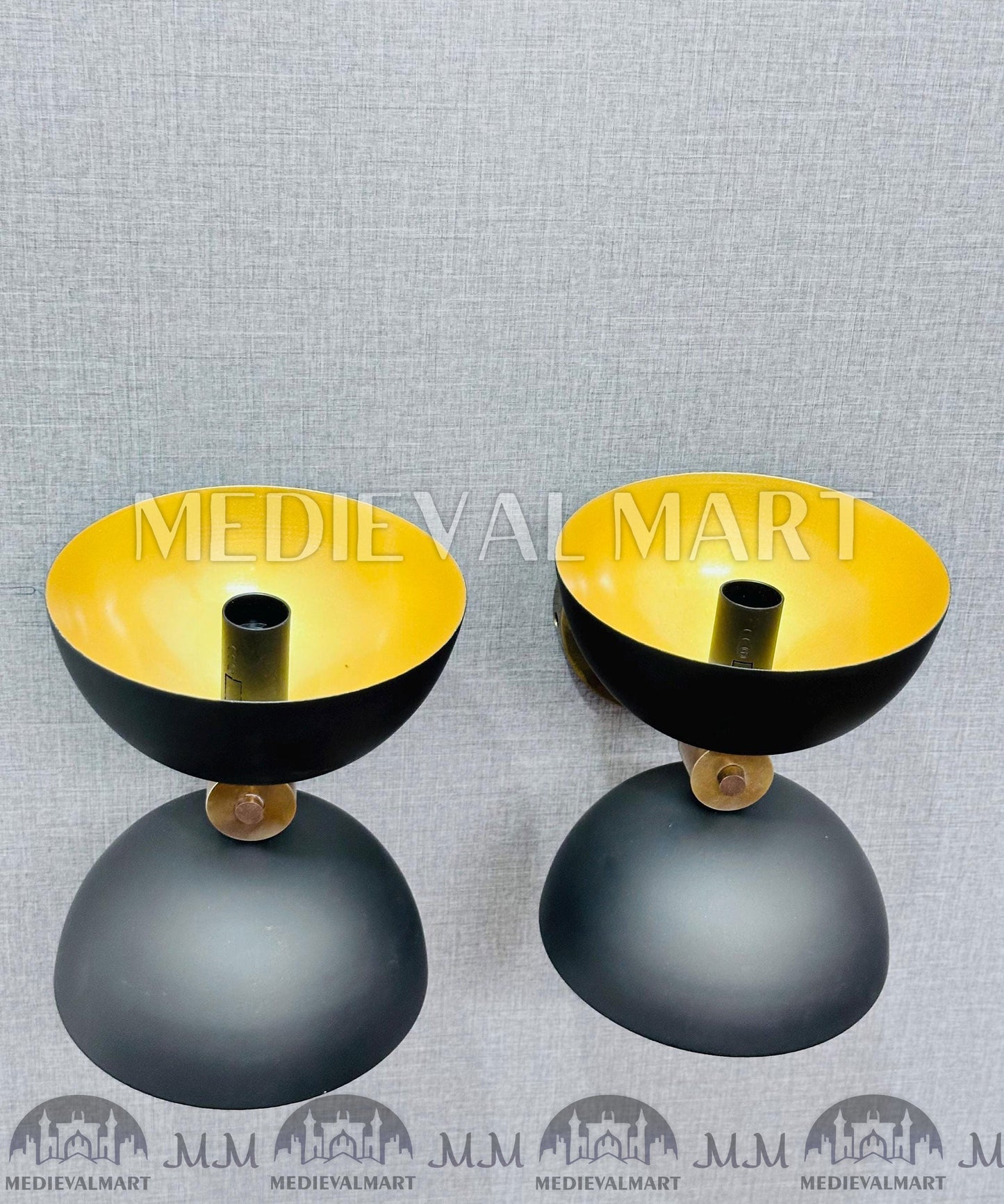 MEDIEVALMART FR Applique Murale À Double Cône En Laiton Marron, Lampe De Coiffeuse Fabriquée À La Main