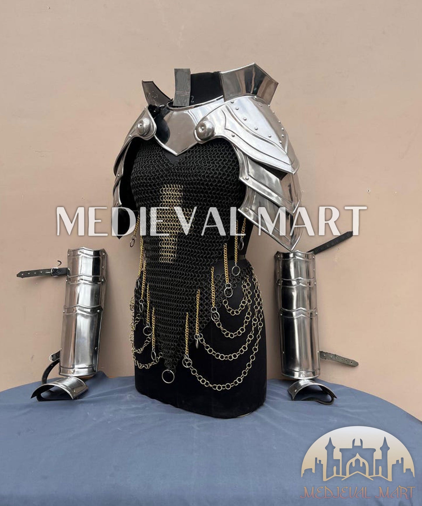 MEDIEVALMART FR Armure de Combat du XIVe Siècle – Ensemble Complet d’Armure de Buhurt avec Bassinet Klappvisor & Épée
