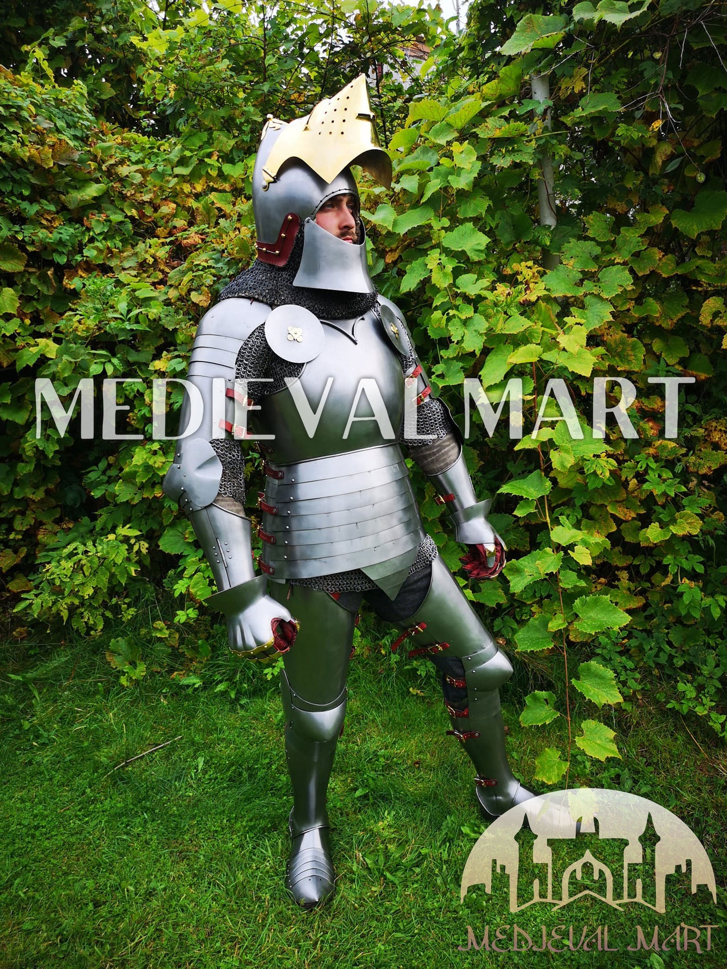 MEDIEVALMART FR Armure Médiévale de l’Empire Romain Kastenbrust – Armure Complète en Plaques avec Épée Alexander (ROA 1332)