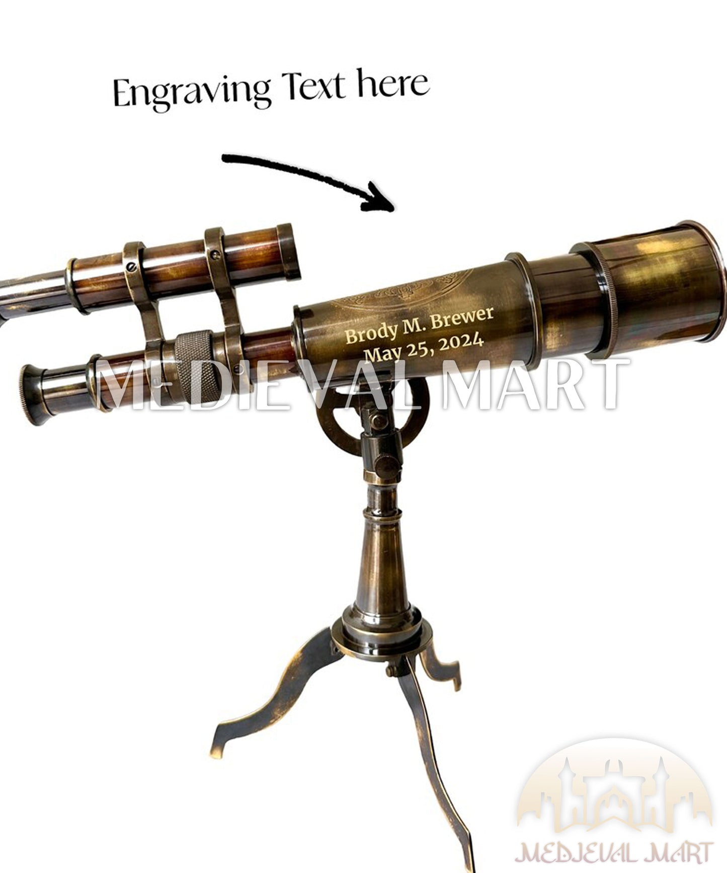 MEDIEVALMART FR Longue-Vue Nautique Antique 50X en Laiton – Télescope Portable de 18" pour Décoration Nautique