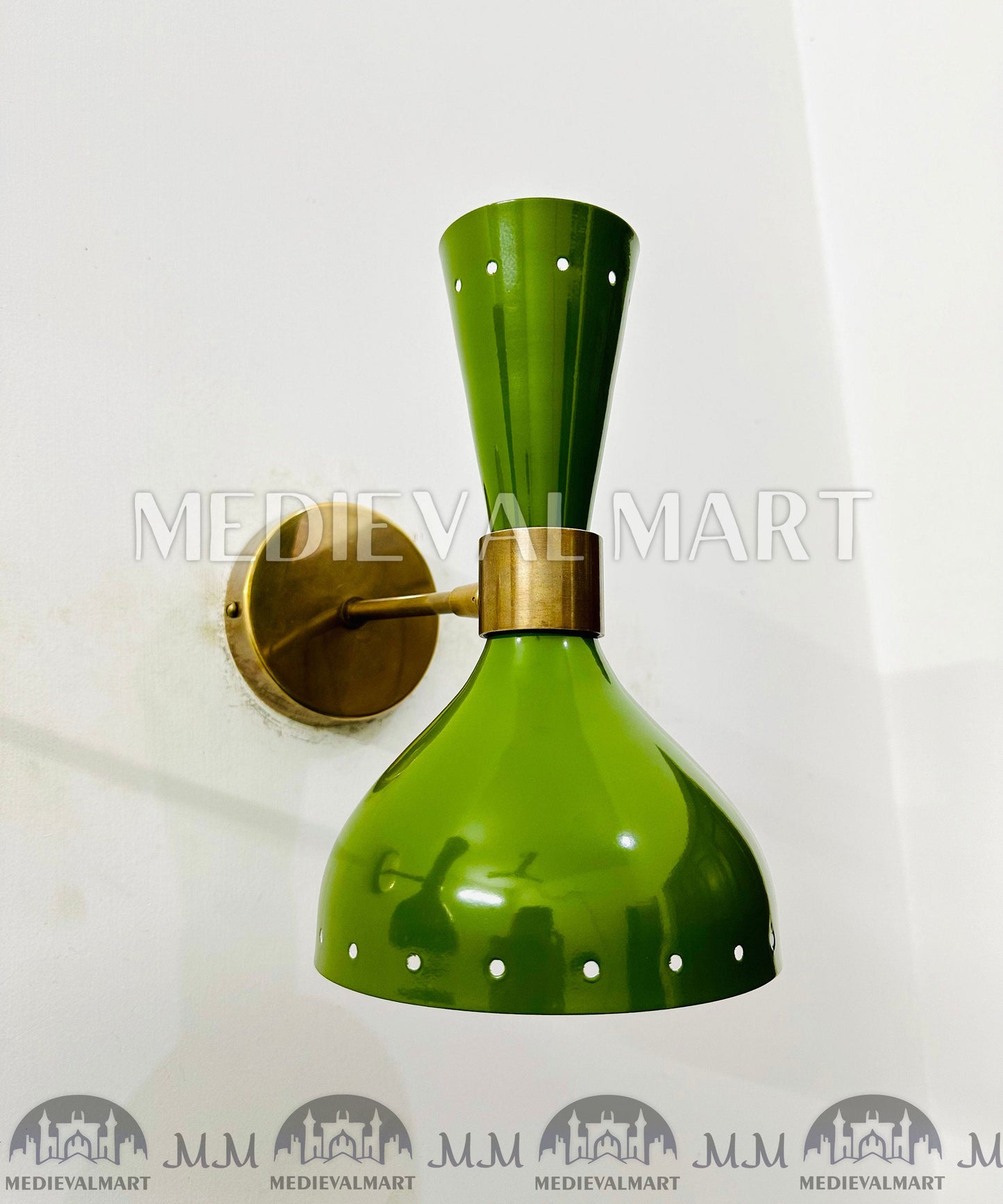 MEDIEVALMART FR Applique Murale À Double Cône En Laiton Marron, Lampe De Coiffeuse Fabriquée À La Main