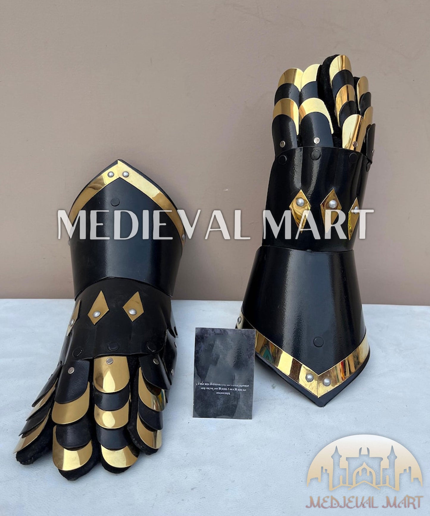 MEDIEVALMART FR Ensemble Exclusif De Gantelets Noirs Inspirés De Sauron Witcher LOTR Avec Décor Doré