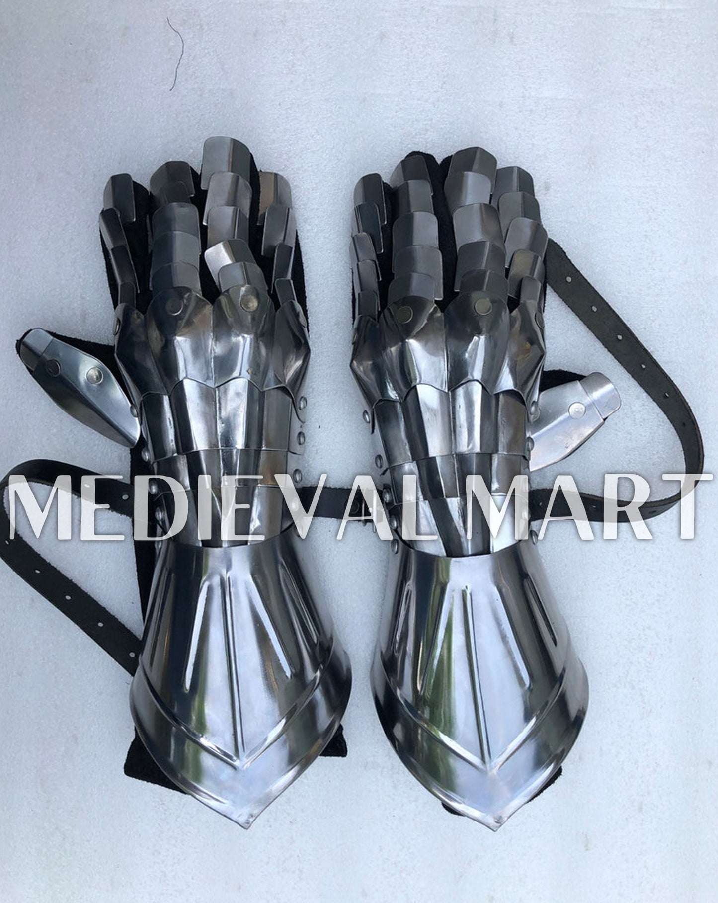 MEDIEVALMART FR Ensemble De Gantelets Dorés Inspirés De Sauron Witcher LOTR Avec Étoile Bleue – Gants D’Armure Cosplay