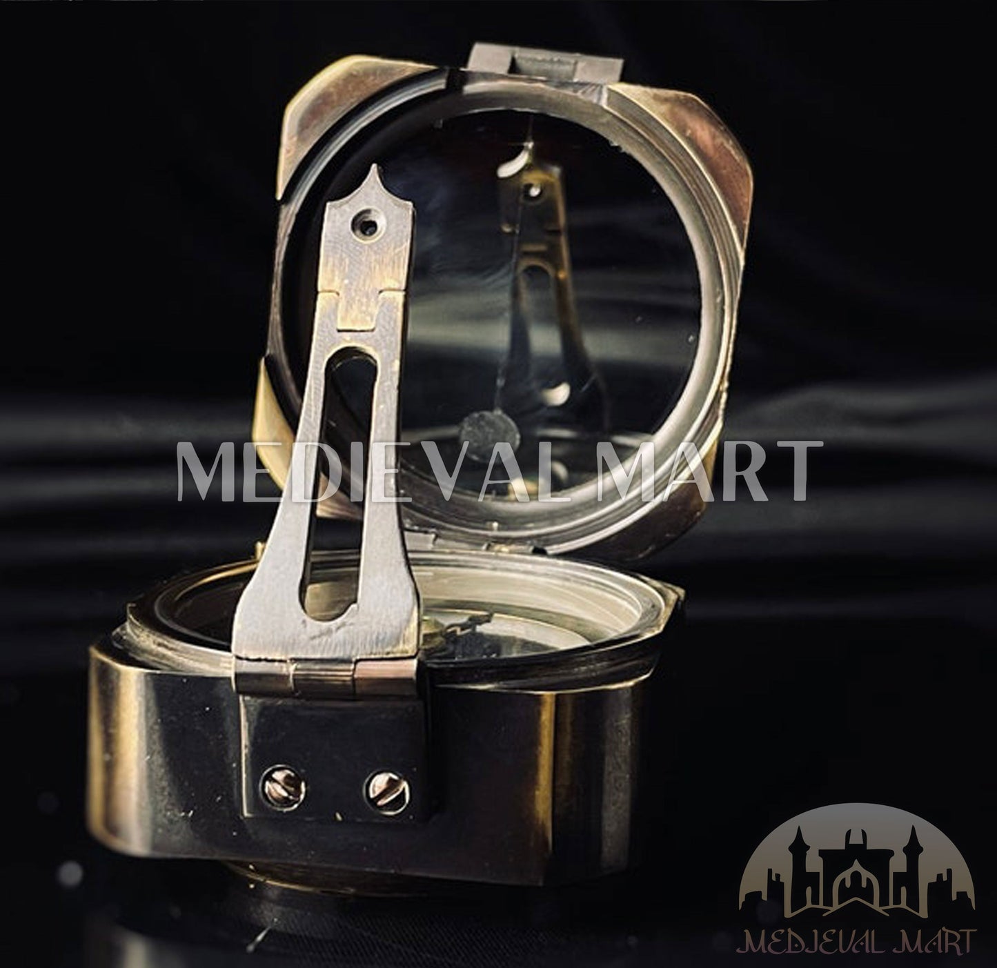 MEDIEVALMART FR Boussole Nautique Vintage Trip Gear en Laiton – Finition Or Brillant avec Base en Bois | Cadeau pour Maman