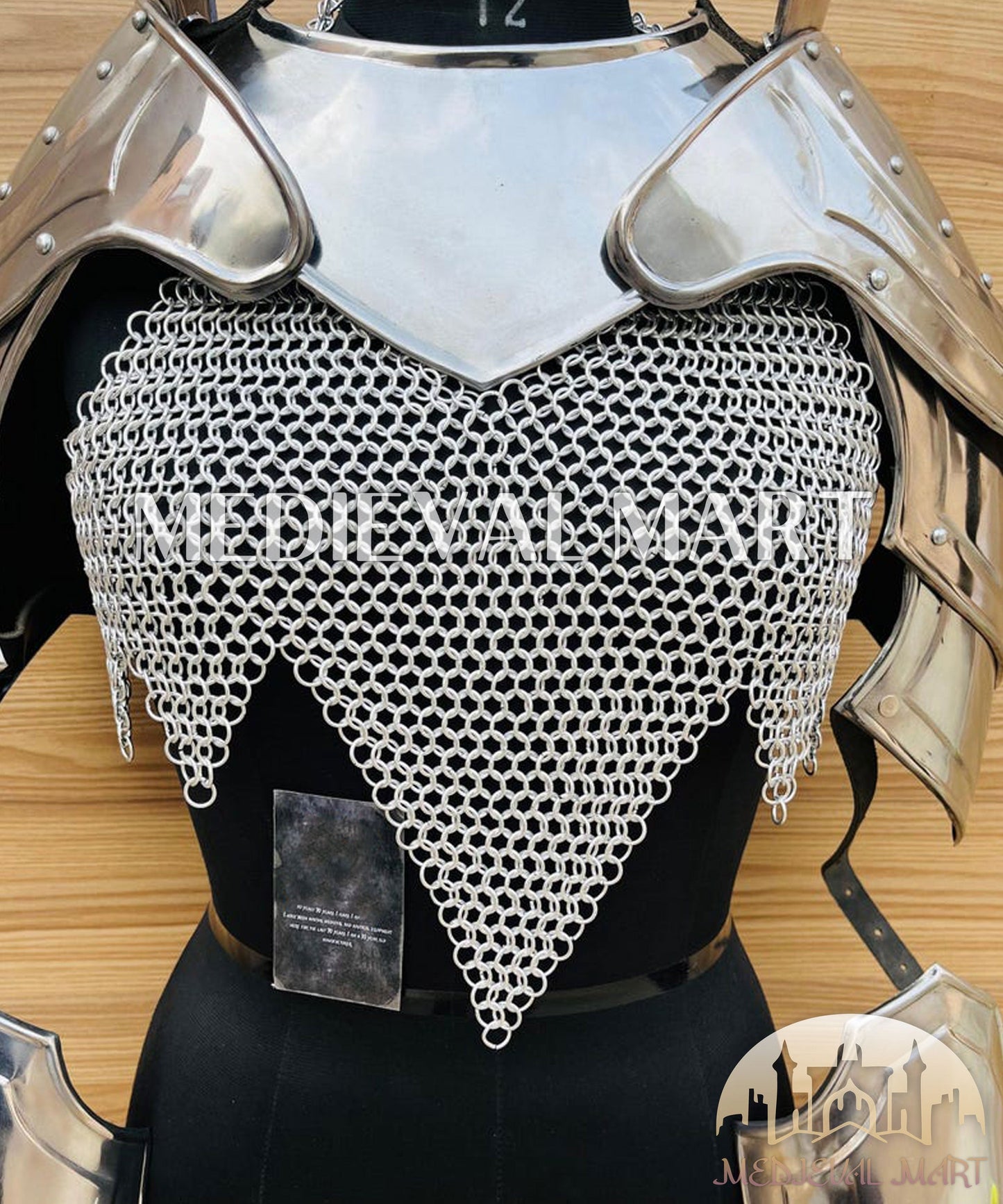 MEDIEVALMART FR Bouclier Viking Iconique Valhalla Noir/Gris – Ivar le Désossé avec Pointes en Fer | Cadeau pour Papa