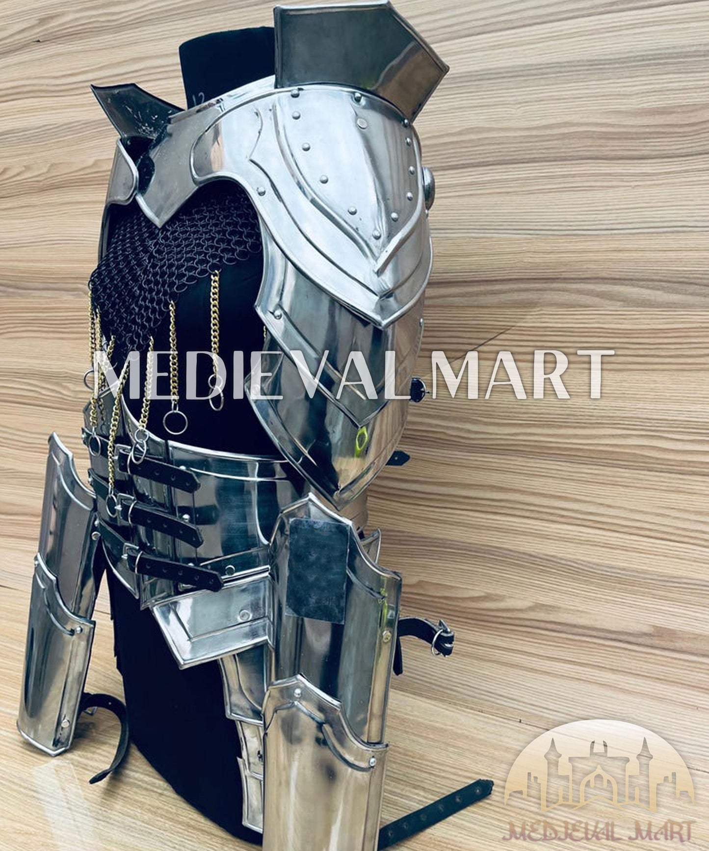 MEDIEVALMART FR Armure de Combat du XIVe Siècle – Ensemble Complet d’Armure de Buhurt avec Bassinet Klappvisor & Épée