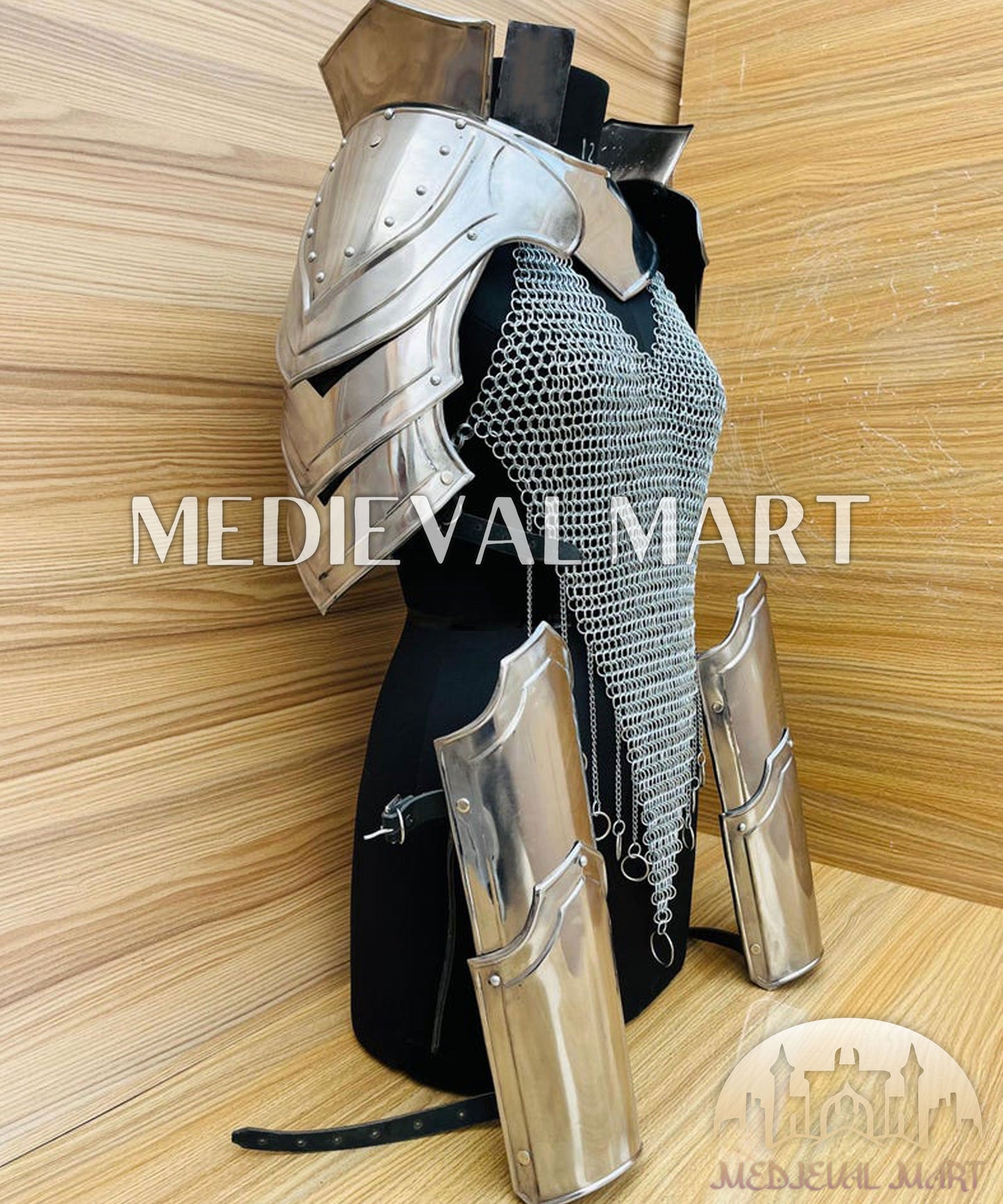 MEDIEVALMART FR Bouclier Viking Iconique Valhalla Noir/Gris – Ivar le Désossé avec Pointes en Fer | Cadeau pour Papa