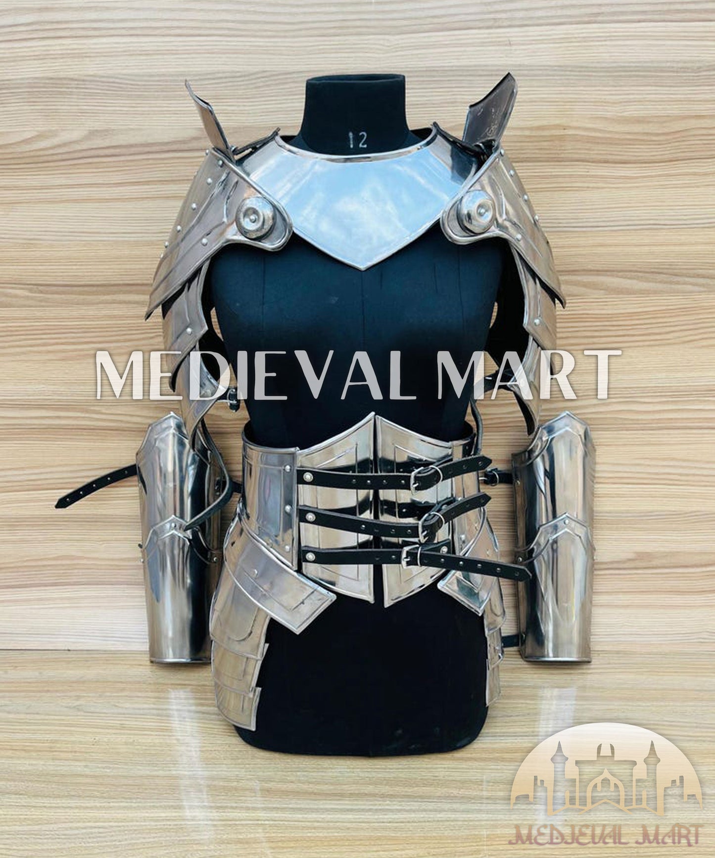 MEDIEVALMART FR Bouclier Viking Iconique Valhalla Noir/Gris – Ivar le Désossé avec Pointes en Fer | Cadeau pour Papa