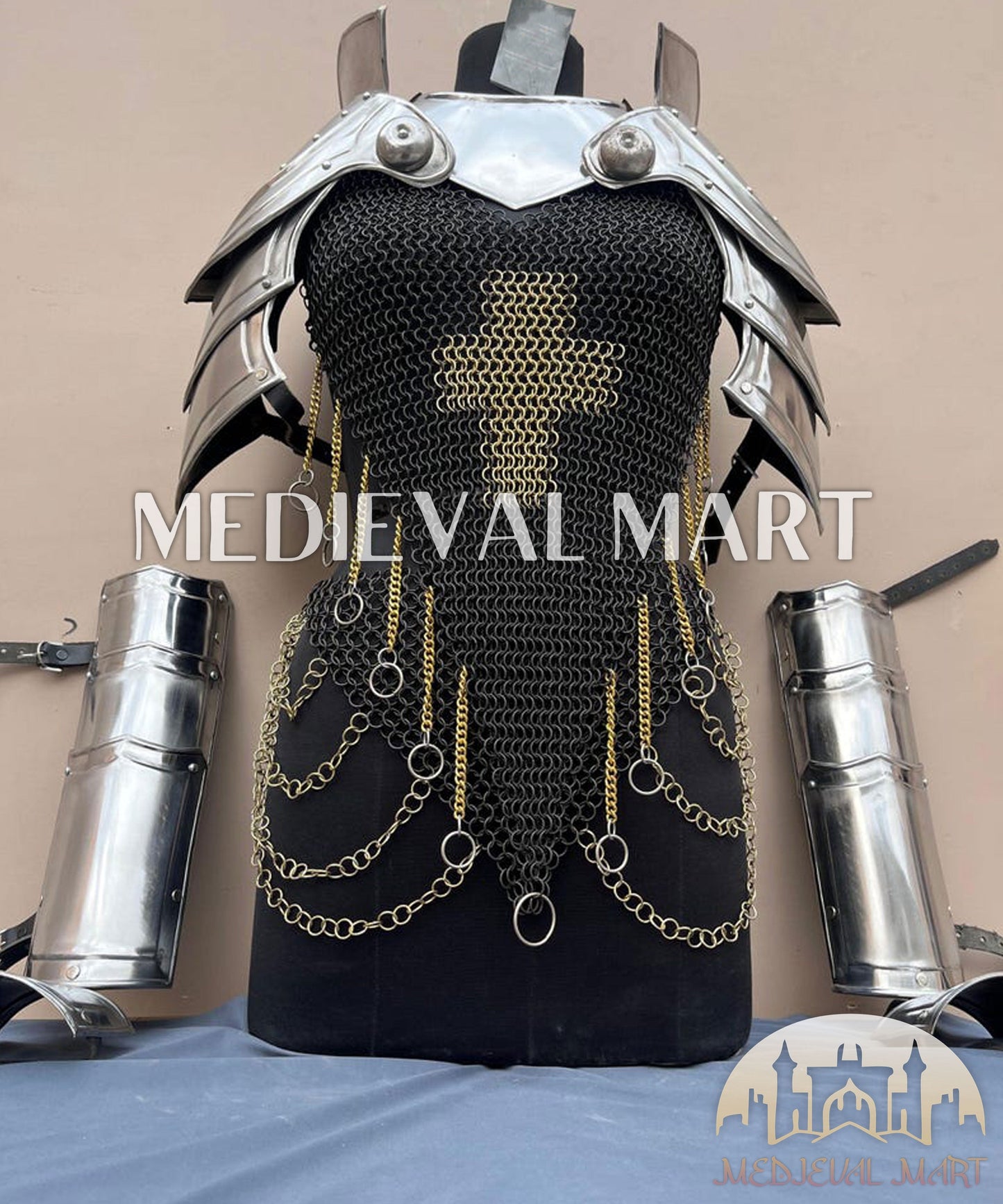 MEDIEVALMART FR Armure de Combat du XIVe Siècle – Ensemble Complet d’Armure de Buhurt avec Bassinet Klappvisor & Épée