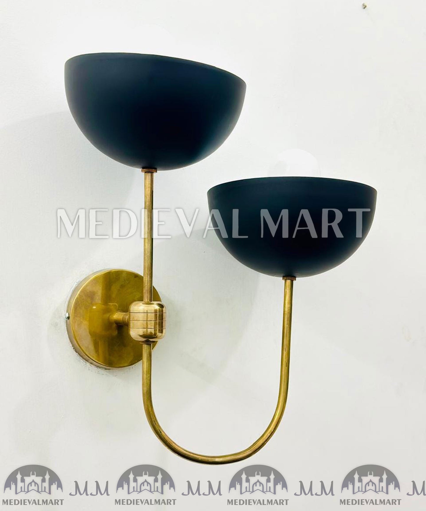 MEDIEVALMART FR Applique Murale À Double Cône En Laiton Marron, Lampe De Coiffeuse Fabriquée À La Main