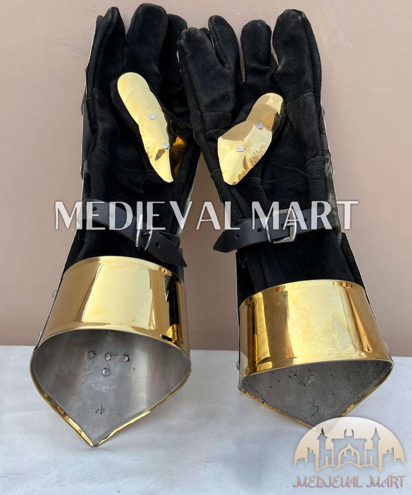 MEDIEVALMART FR Ensemble De Gantelets Dorés Inspirés De Sauron Witcher LOTR Avec Étoile Bleue – Gants D’Armure Cosplay