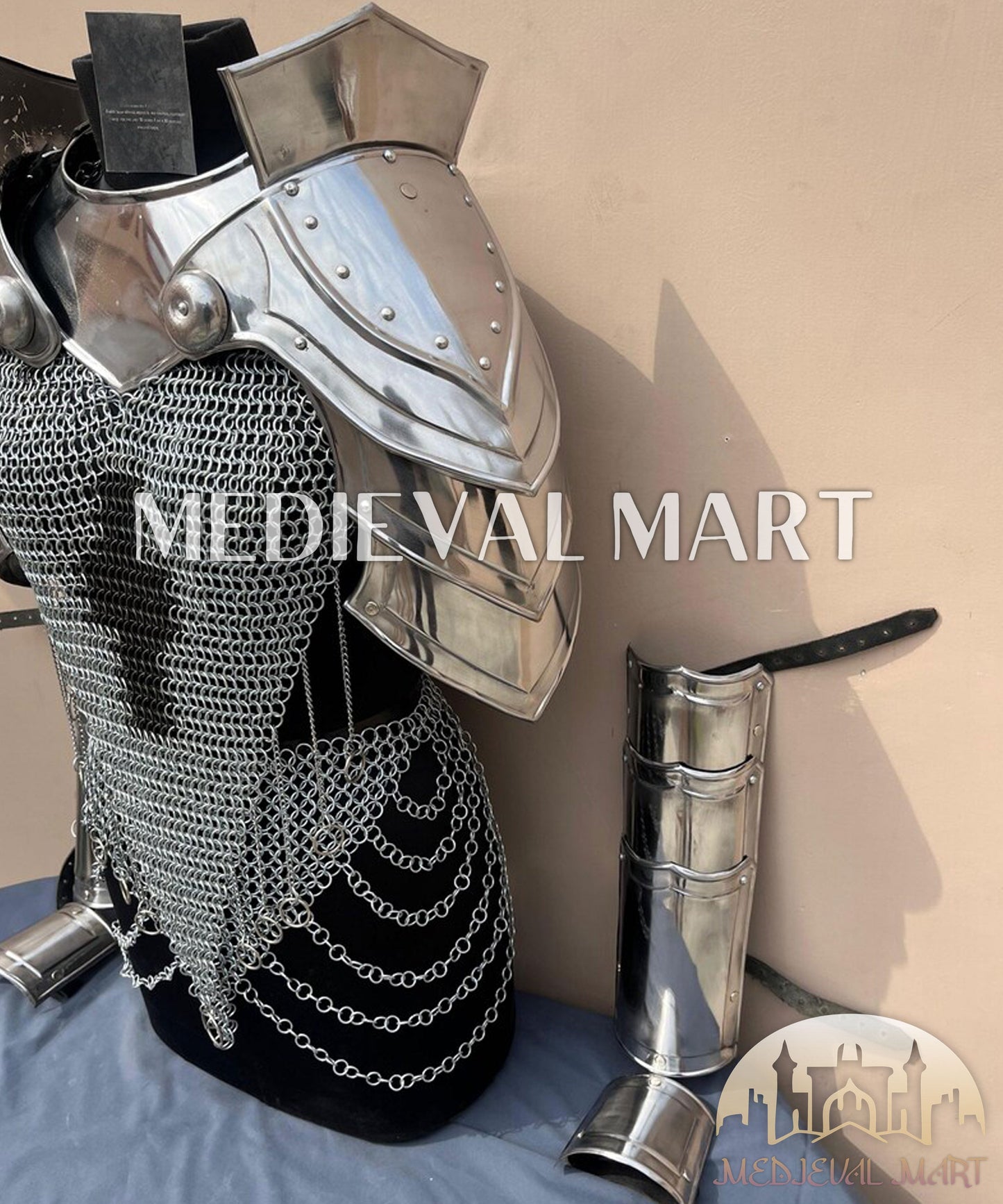MEDIEVALMART FR Armure de Combat du XIVe Siècle – Ensemble Complet d’Armure de Buhurt avec Bassinet Klappvisor & Épée