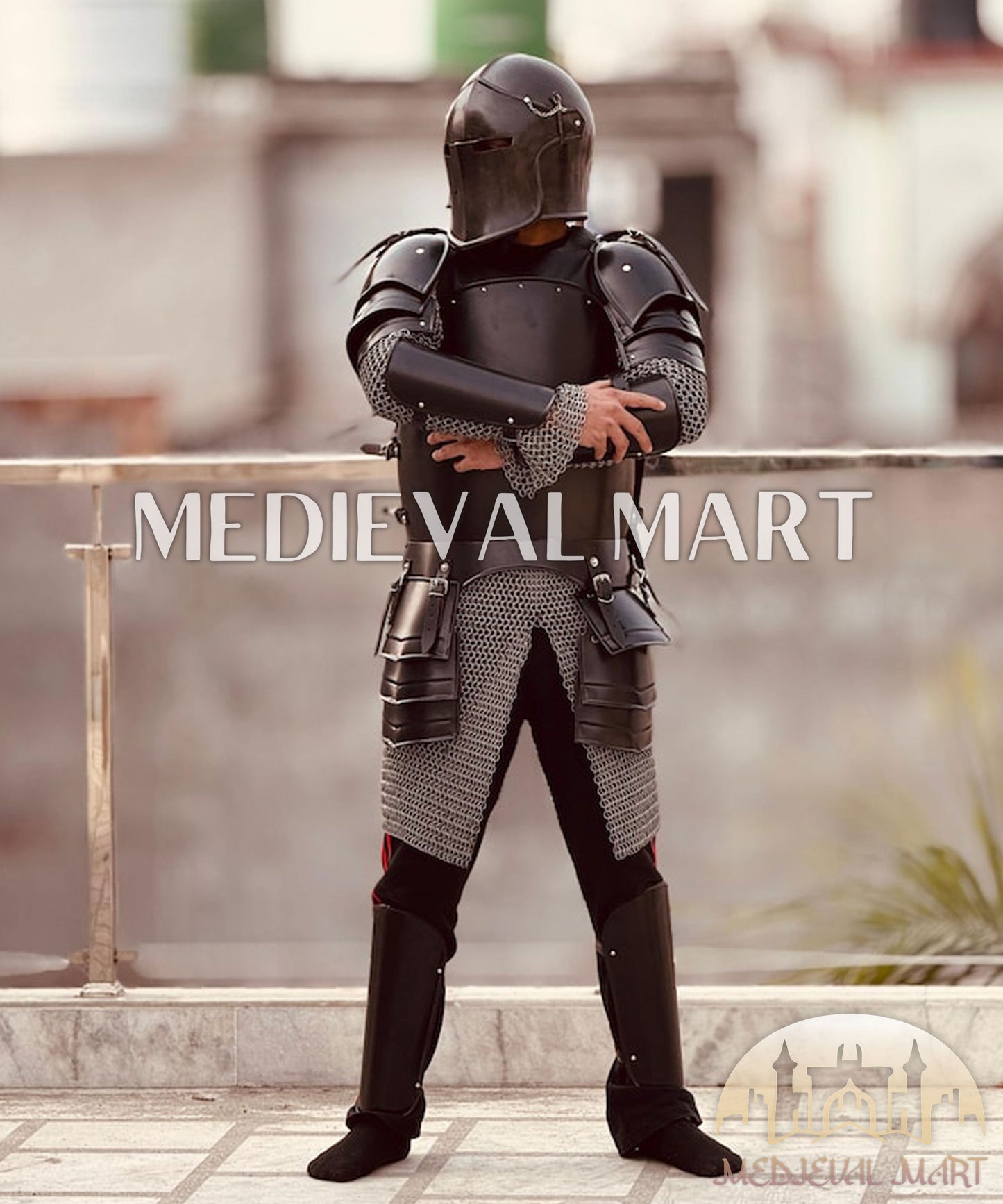 MEDIEVALMART FR Armure Médiévale de l’Empire Romain Kastenbrust – Armure Complète en Plaques avec Épée Alexander (ROA 1332)