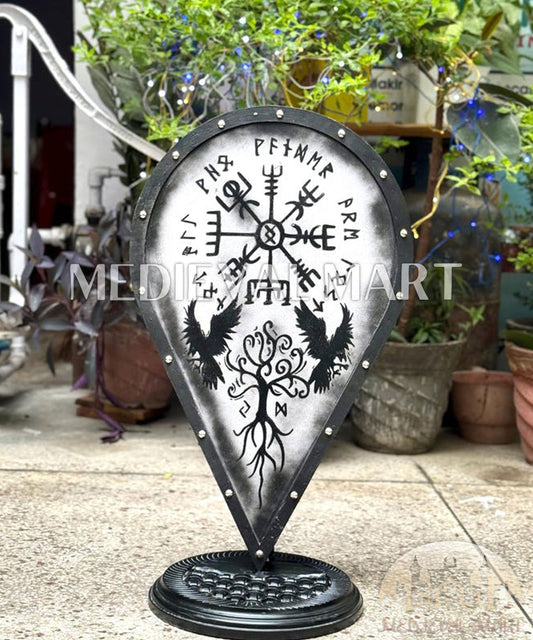 MEDIEVALMART FR Bouclier Médiéval Templier Inspiré de la Croix Zelda & Diable en Bois – Finition Bleue & Or | Cadeau pour Noël