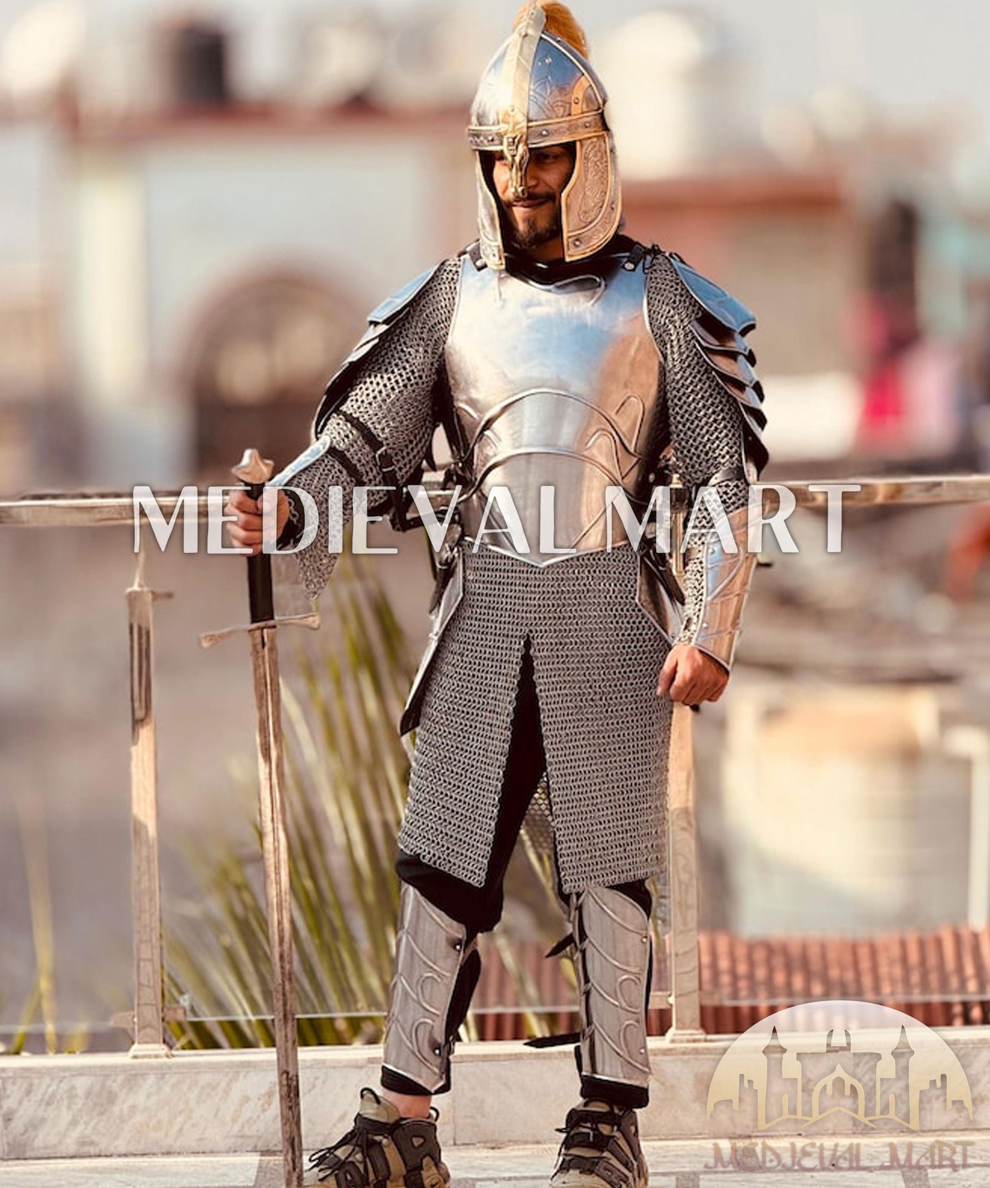 MEDIEVALMART FR Armure Médiévale de l’Empire Romain Kastenbrust – Armure Complète en Plaques avec Épée Alexander (ROA 1332)