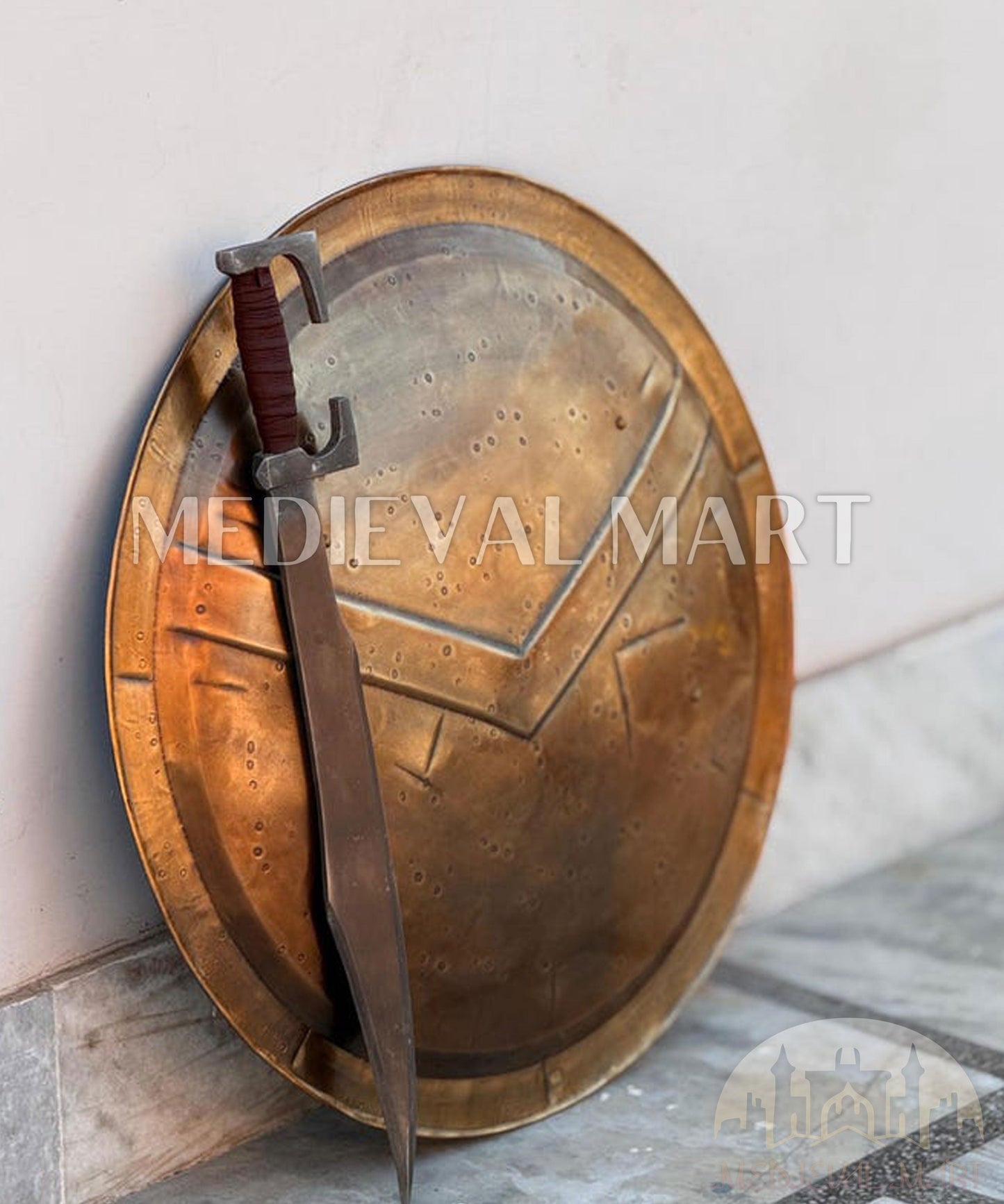 MEDIEVALMART FR Bouclier Viking Iconique Jarl Borg à Pointes en Fer – Bouclier Viking Battleworn | Cadeau pour Papa