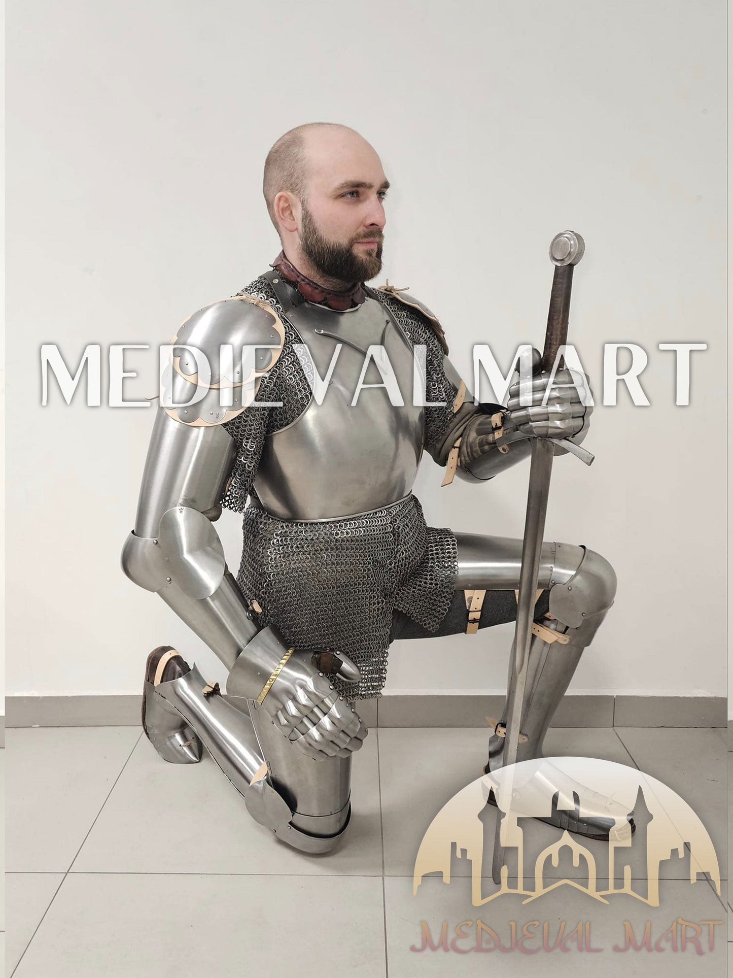 MEDIEVALMART FR Armure Médiévale de l’Empire Romain Kastenbrust – Armure Complète en Plaques avec Épée Alexander (ROA 1332)